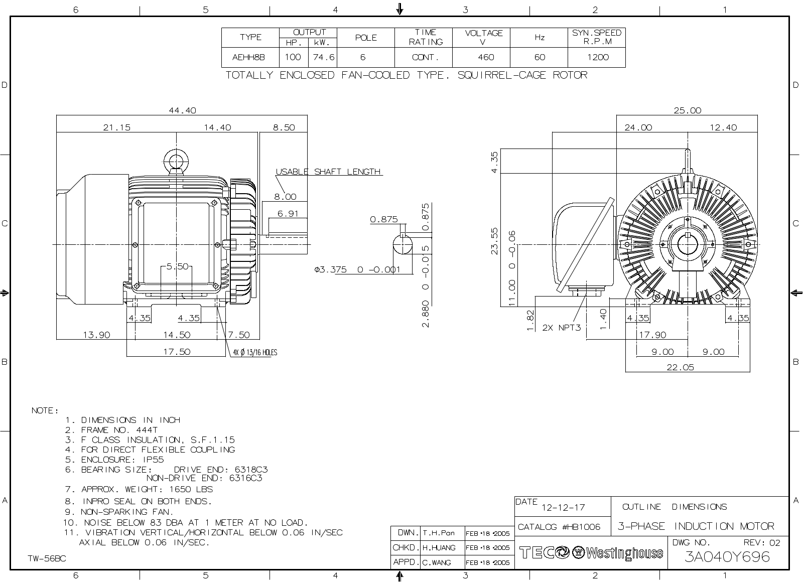 Datasheet HB1006 Reference Drawing (Teco) - ManualMachine.com