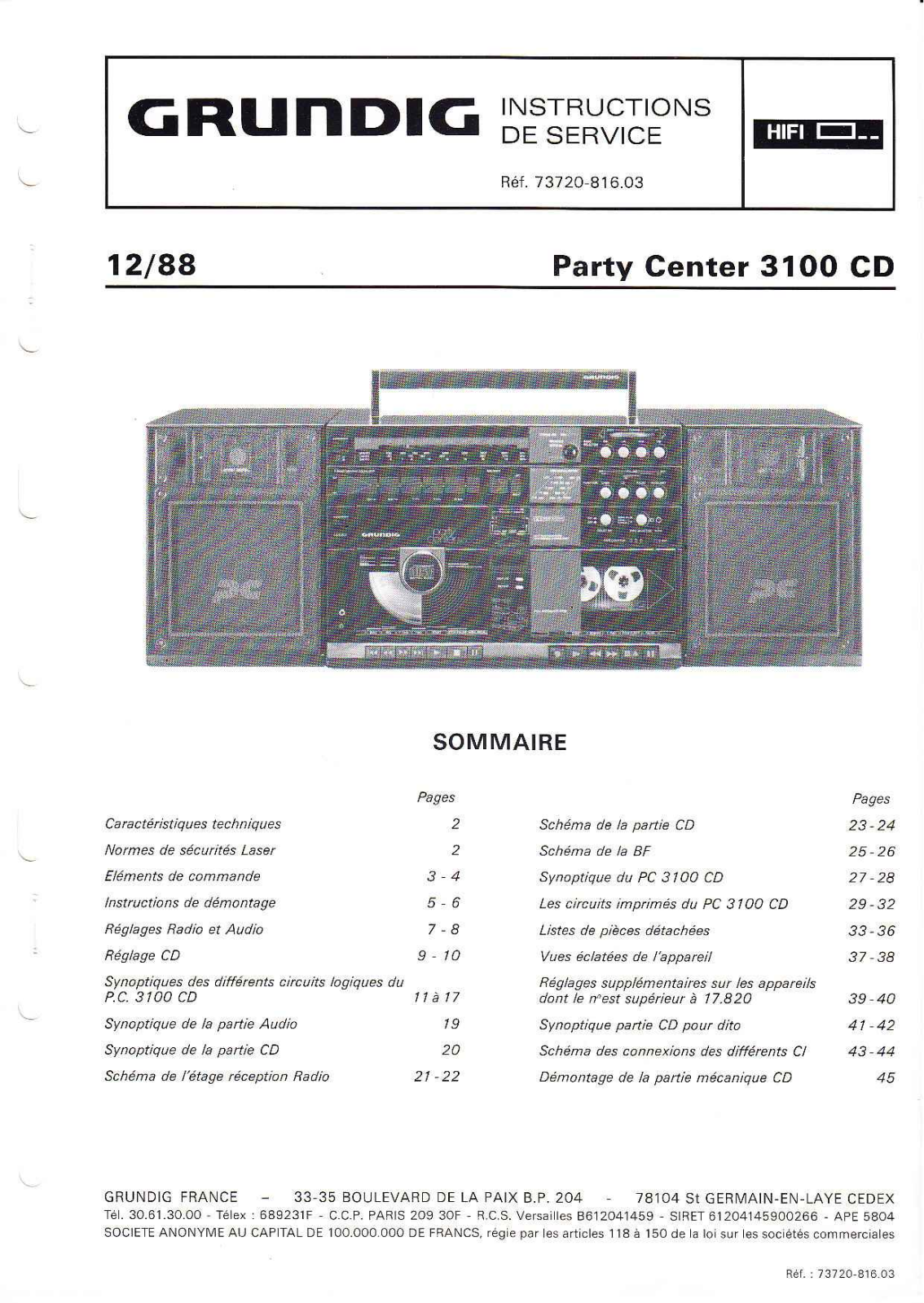 Grundig MV-4-Party-Center-3100-CD SM Schematic