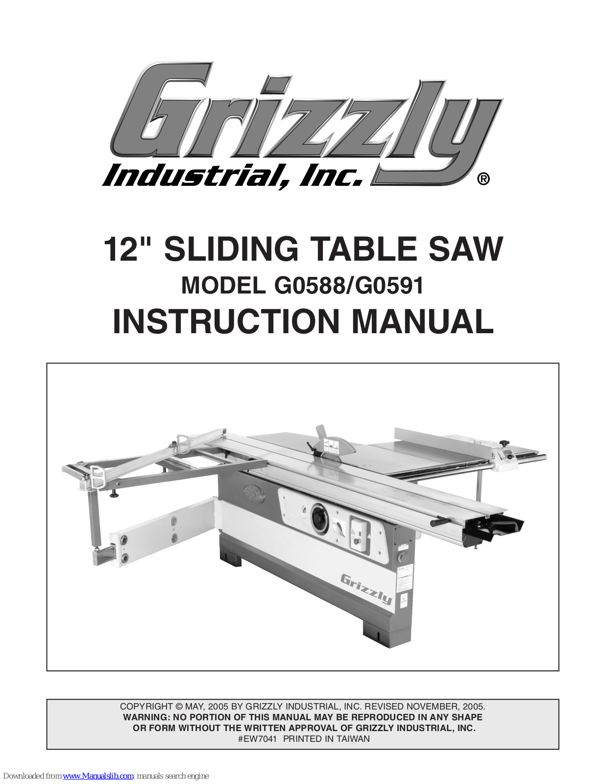 Grizzly G0588/G0591, G0588, G0591 Instruction Manual