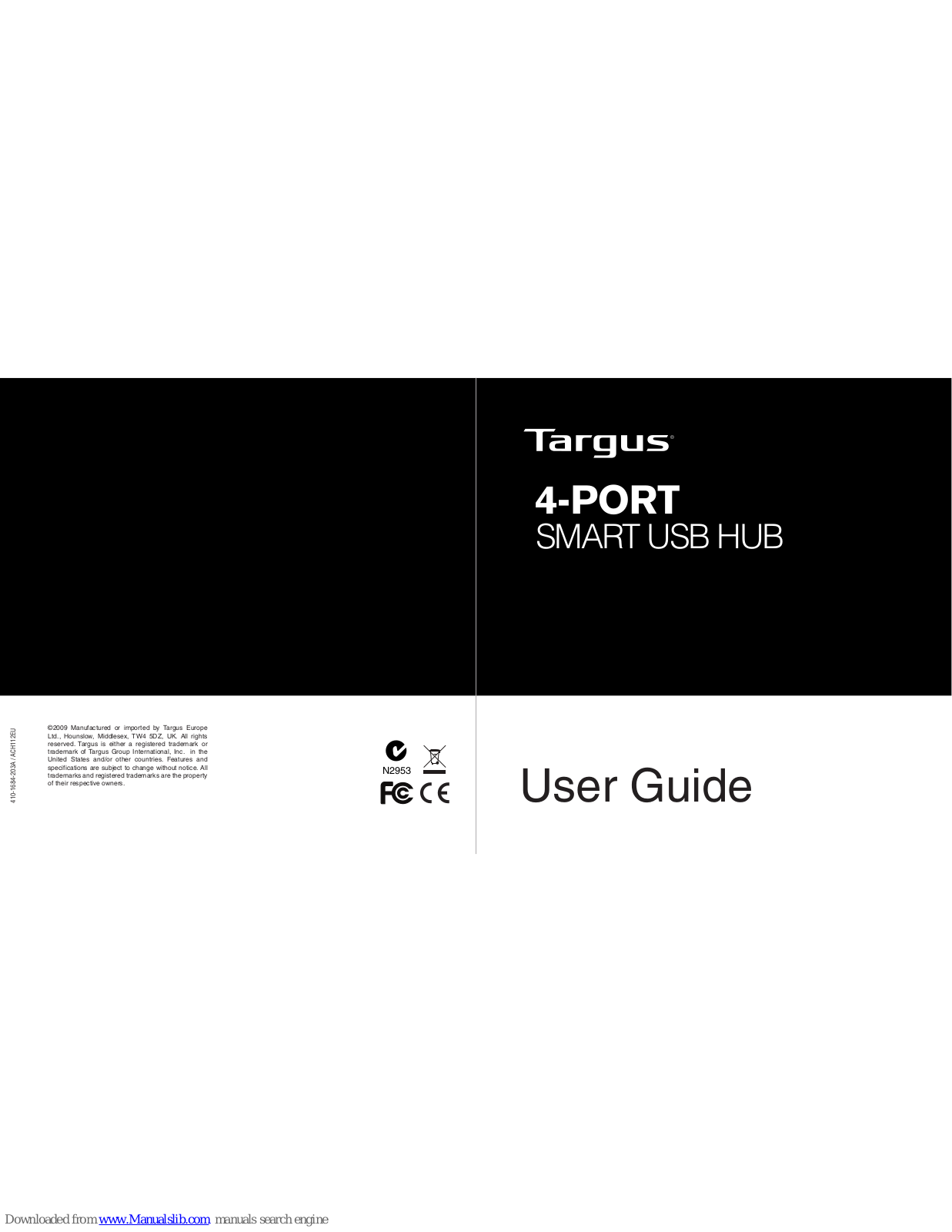 Targus 4-PORT SMART USB HUB, ACH112EU User Manual