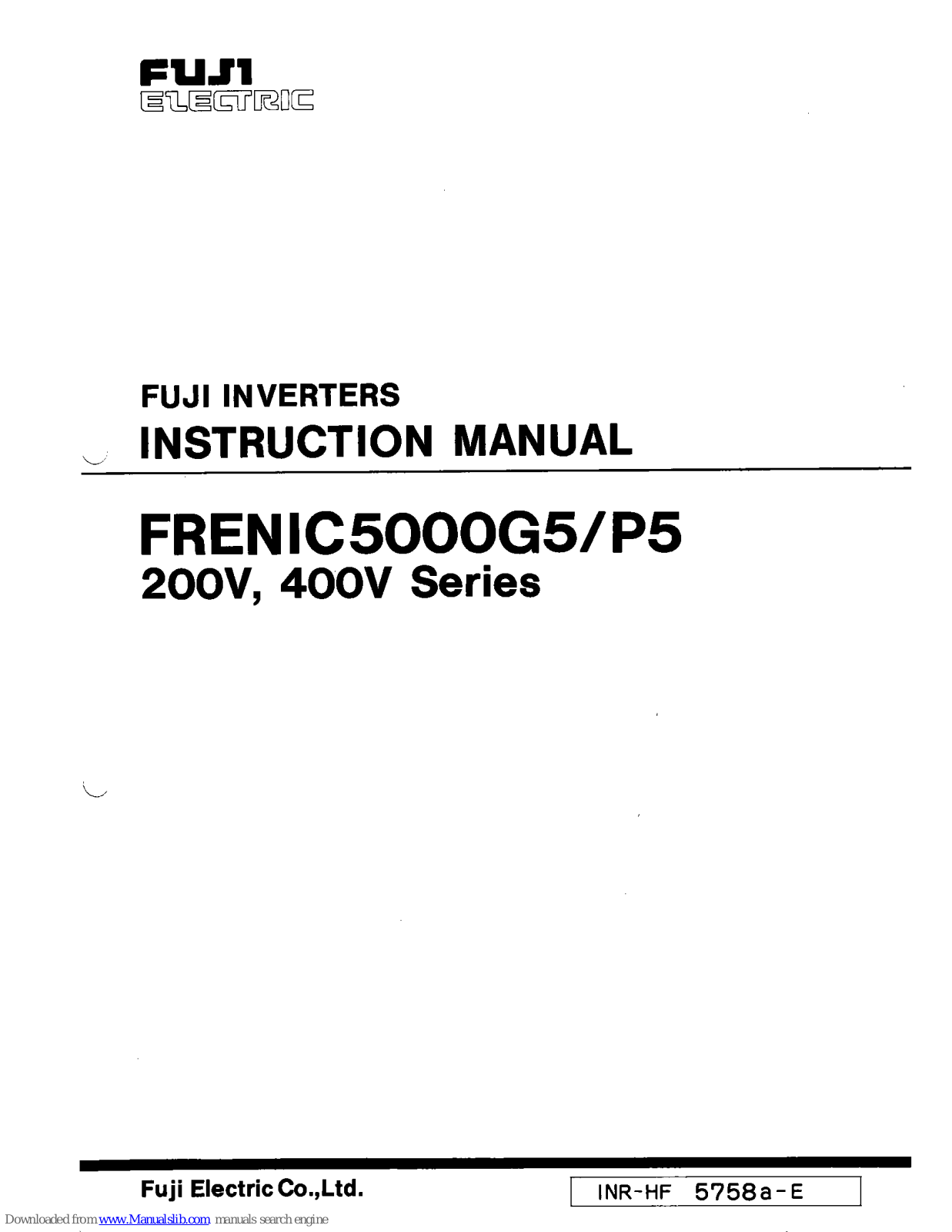 Fuji Electric FRENIC 5000 G5, FRENIC 5000 P5 Instruction Manual