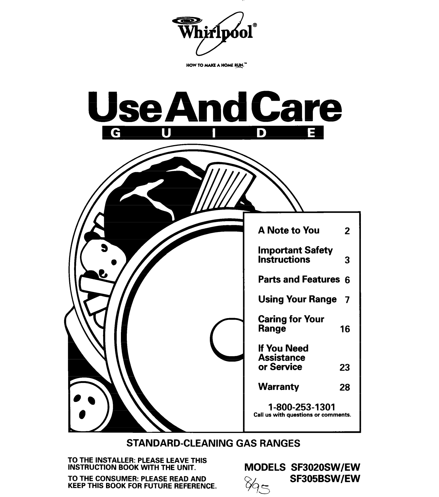 Whirlpool SF3020EW, SF305BSW, SF305BEW Owner's Manual