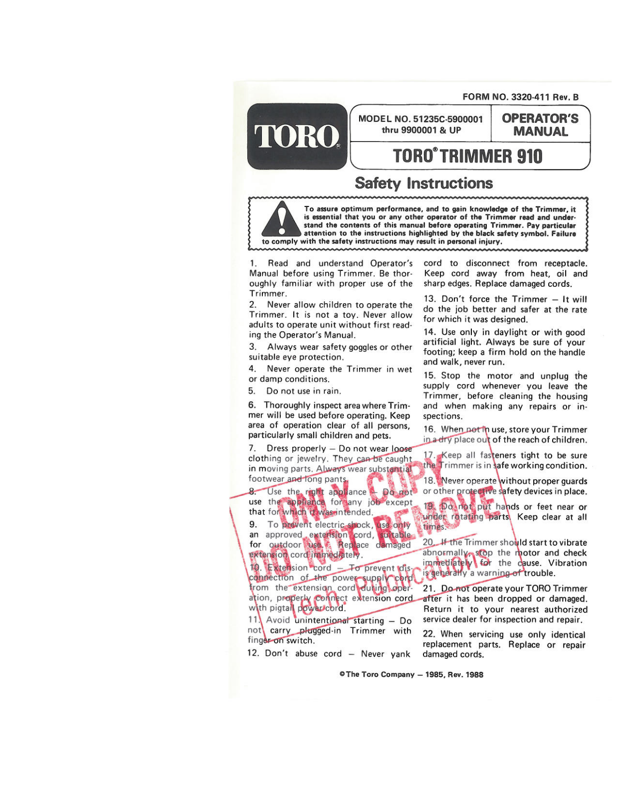 Toro 51235C Operator's Manual