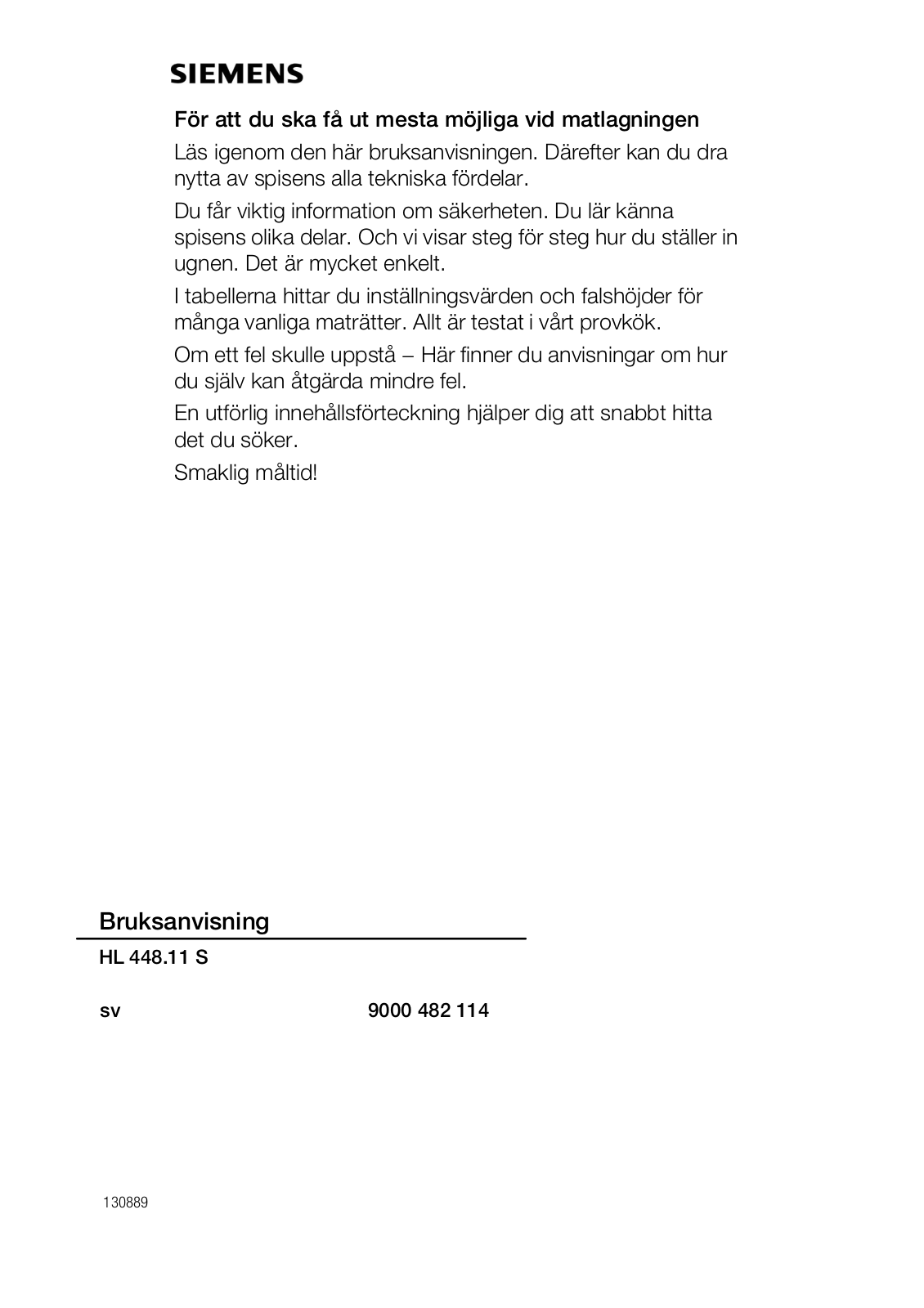 Siemens HL448511S, HL448211S User Manual