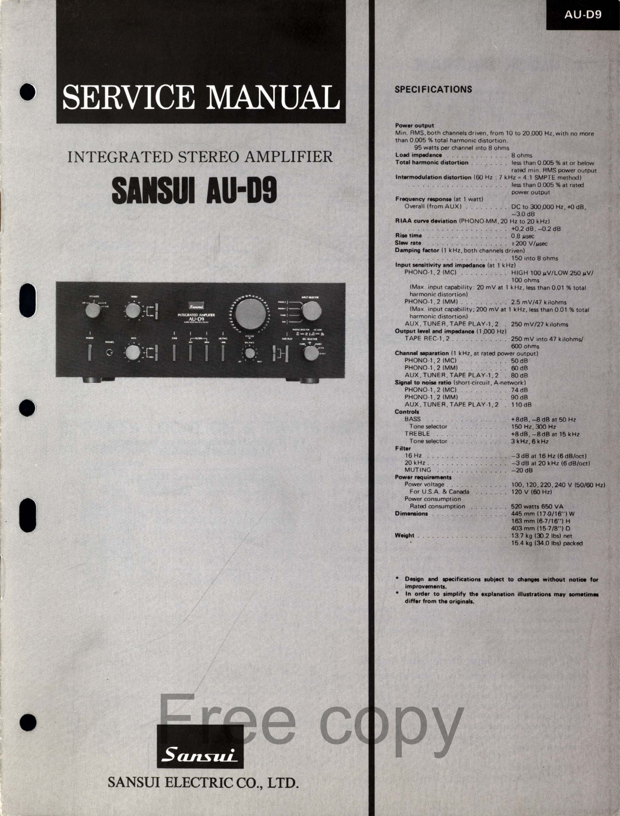 Sansui AUD-9 Service manual