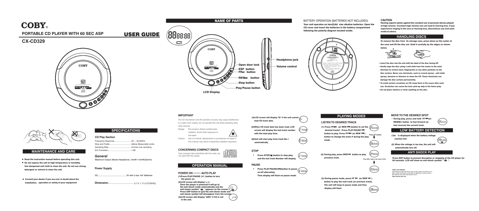 COBY CX-CD329 User Manual