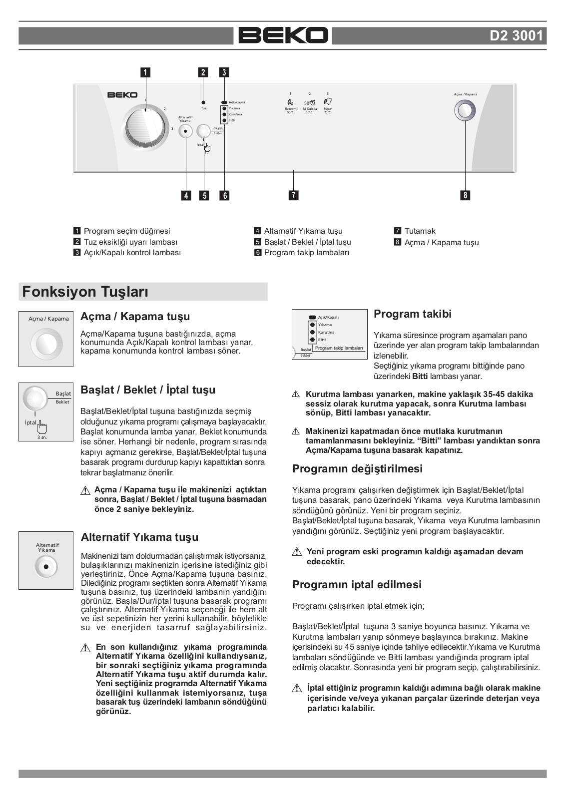 Beko D2 3001 User Manual