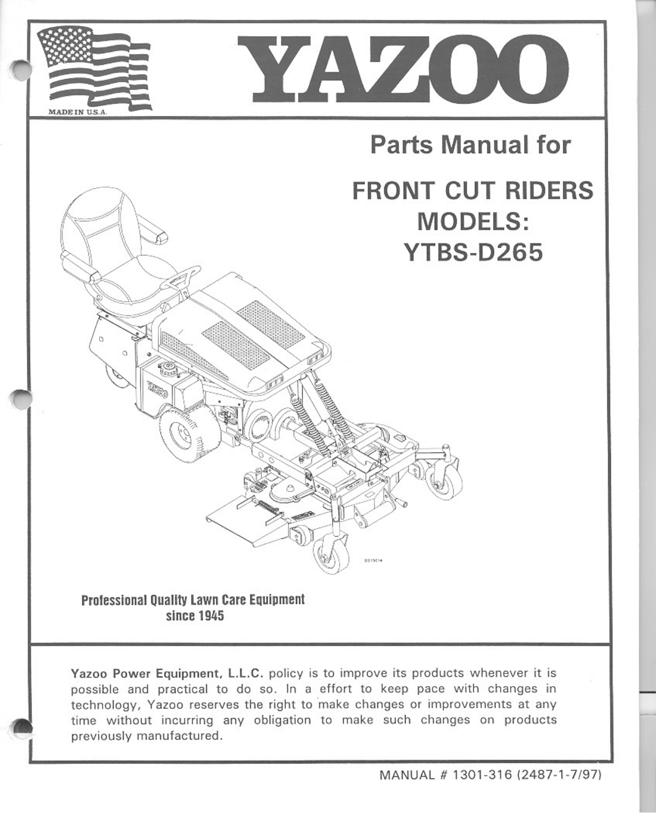 Yazoo/Kees YTBS-D265 User Manual