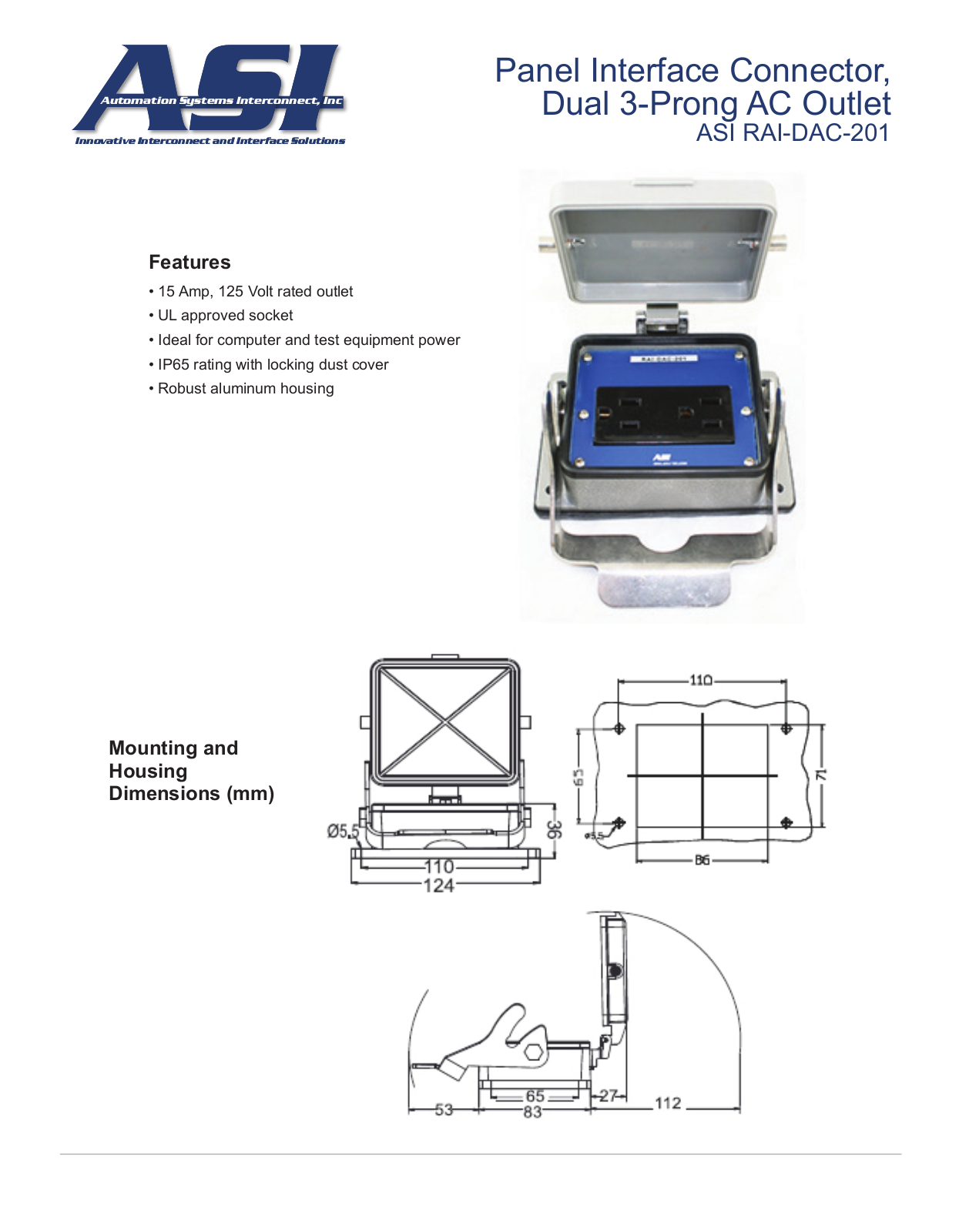 ASI-Automation Systems Interconnect RAI-DAC-201 Data Sheet