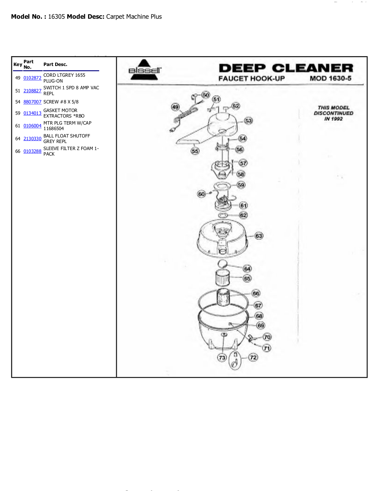 Bissell 1630-5 Owner's Manual