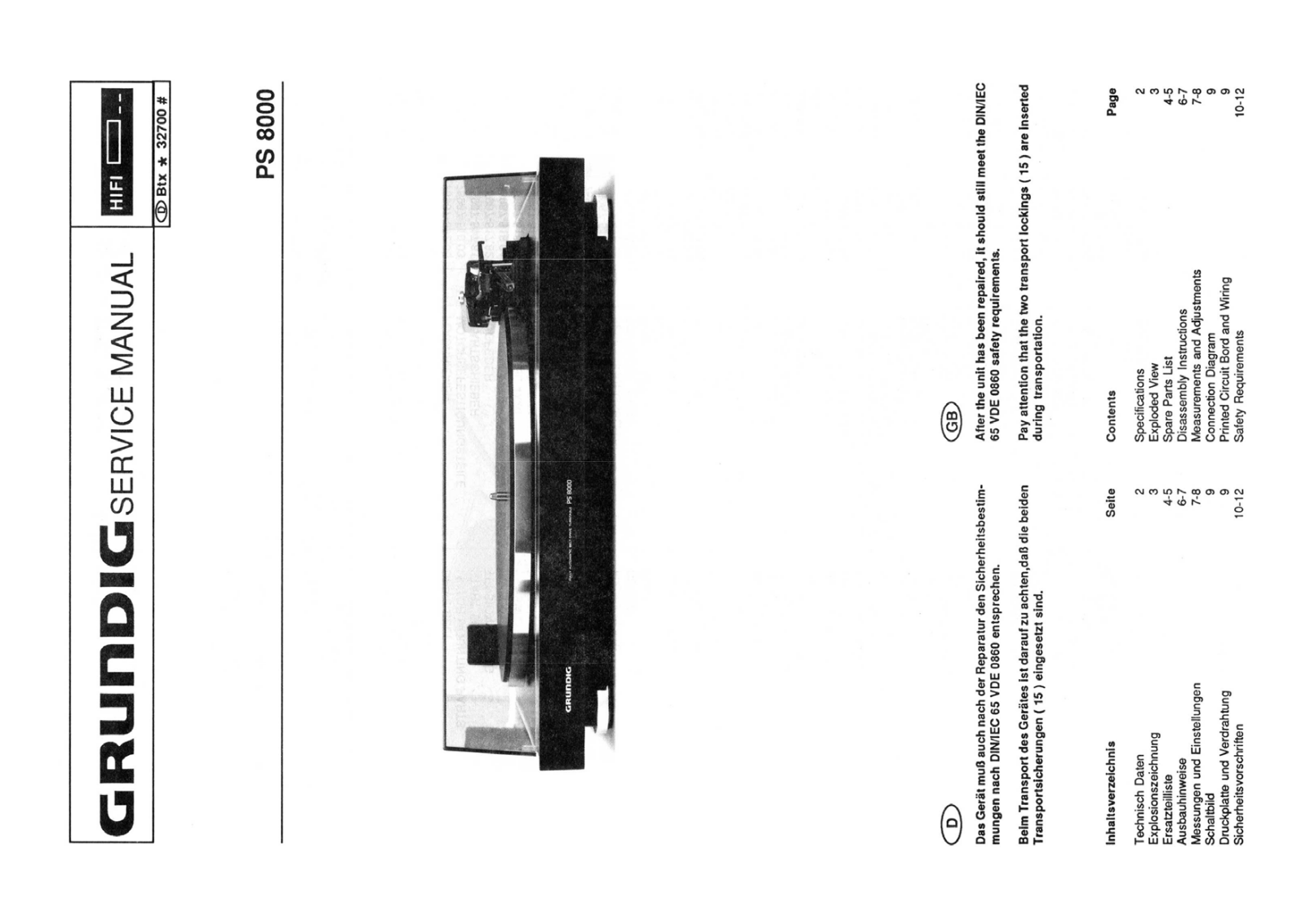 Grundig PS-8000 Service Manual