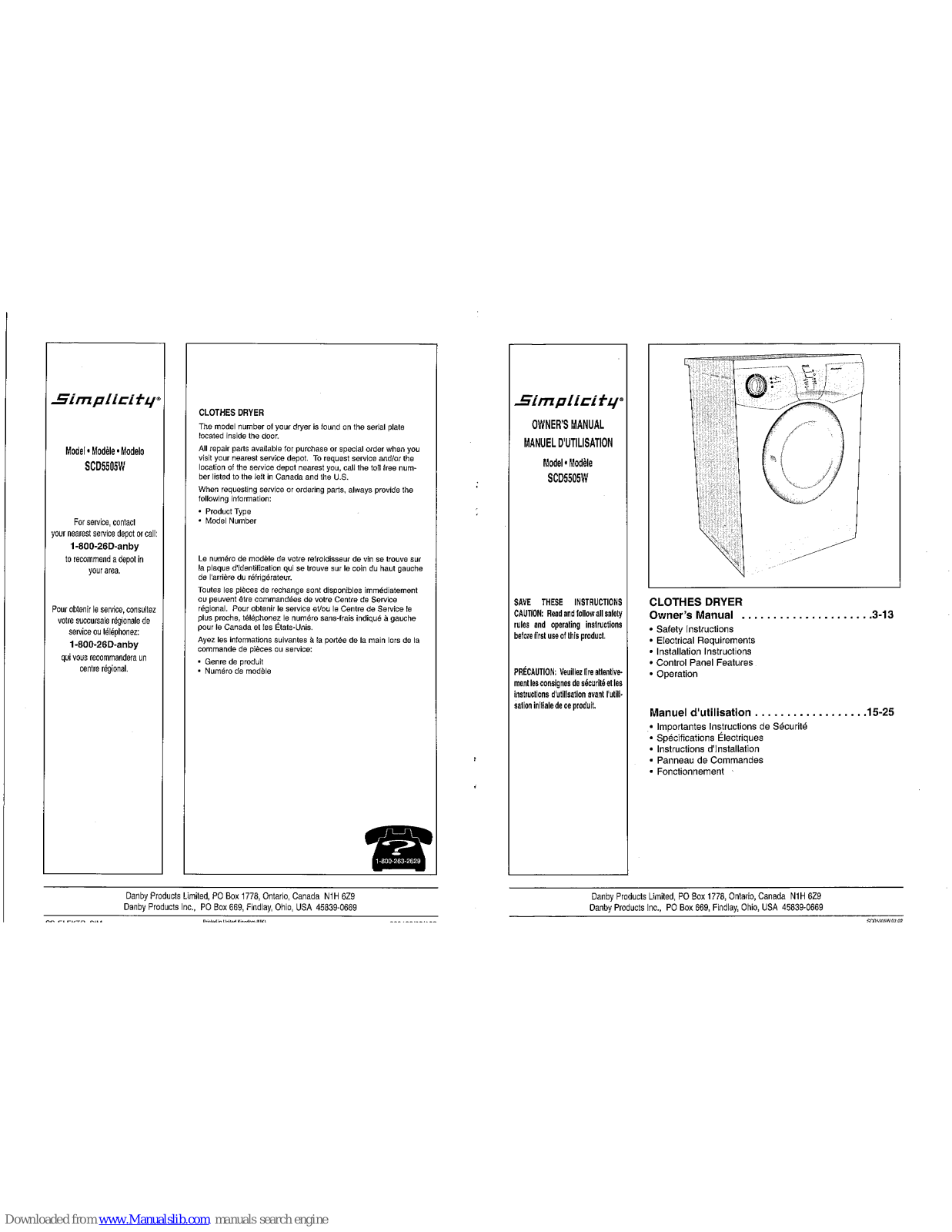 Simplicity SCD5505W User Manual