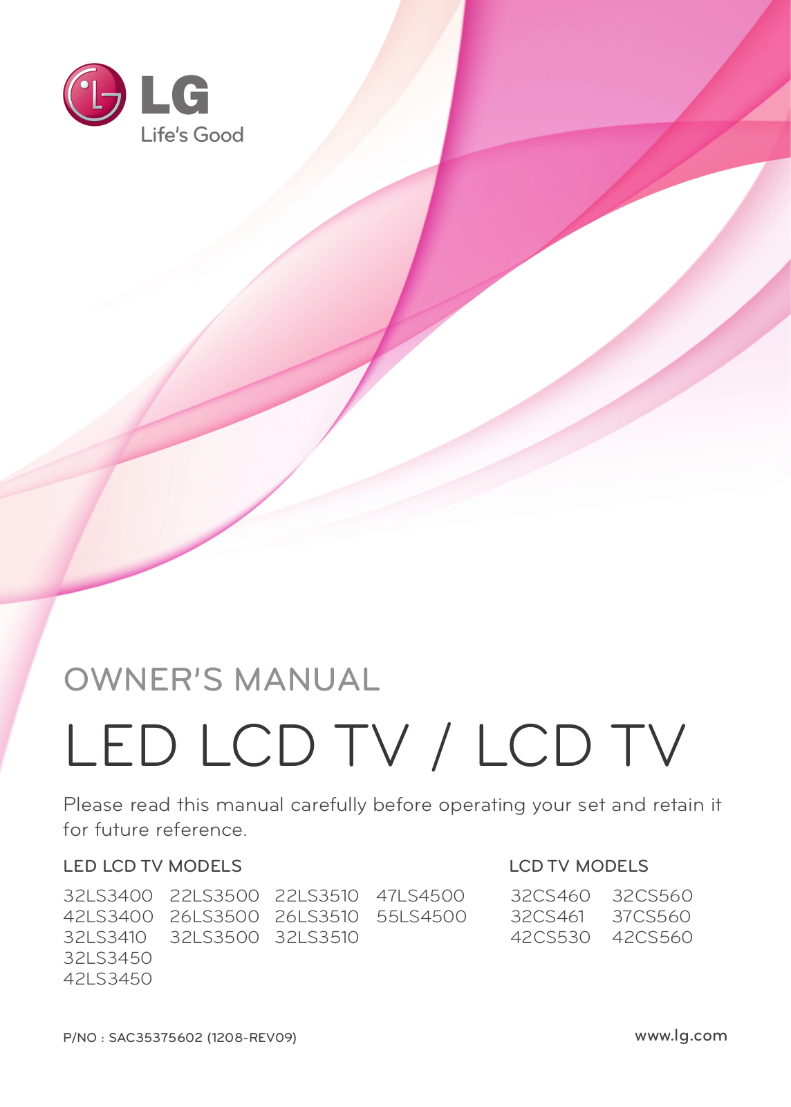 LG 37CS560 Owner's Manual