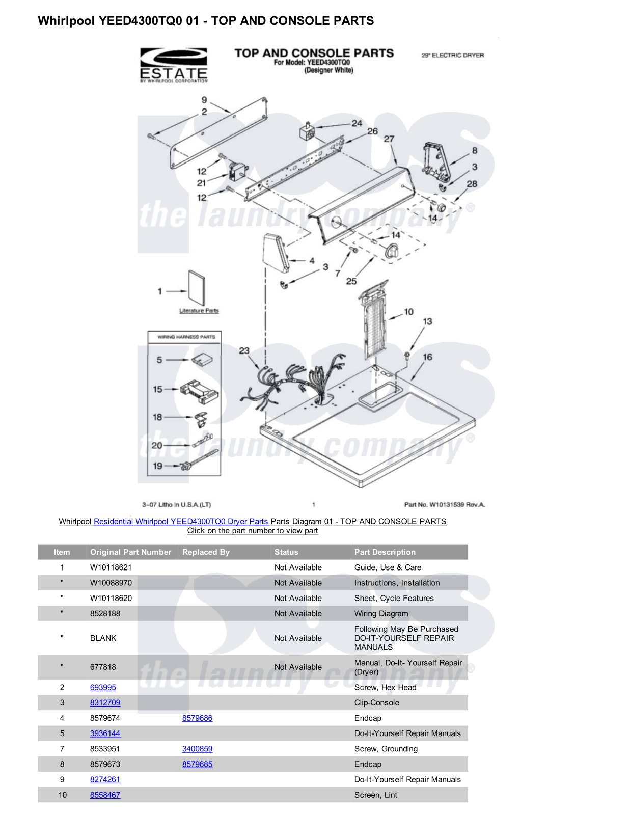 Whirlpool YEED4300TQ0 Parts Diagram