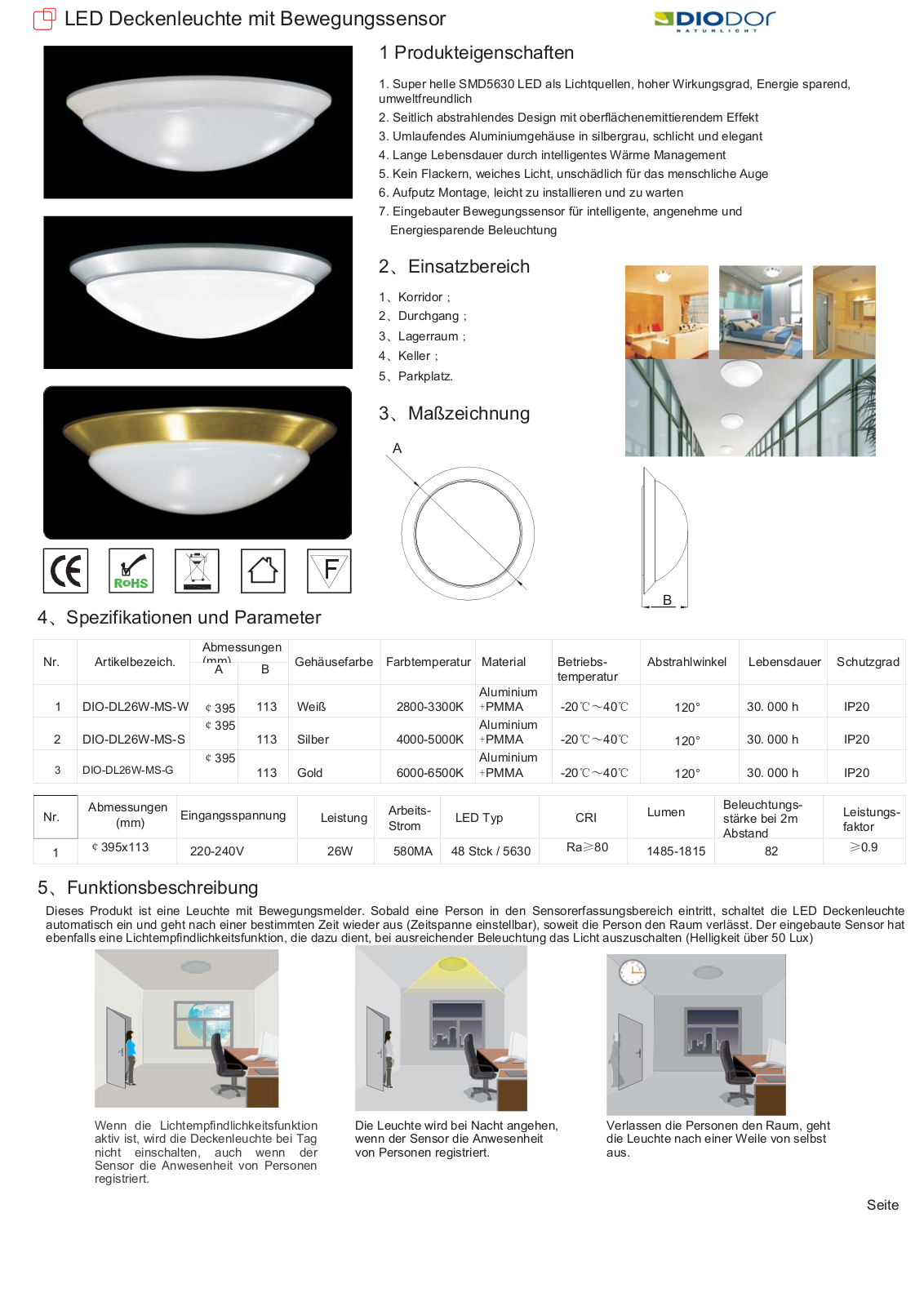 DioDor DIO-DL26W-MS-G, DIO-DL26W-MS-W, DIO-DL26W-MS-S User guide