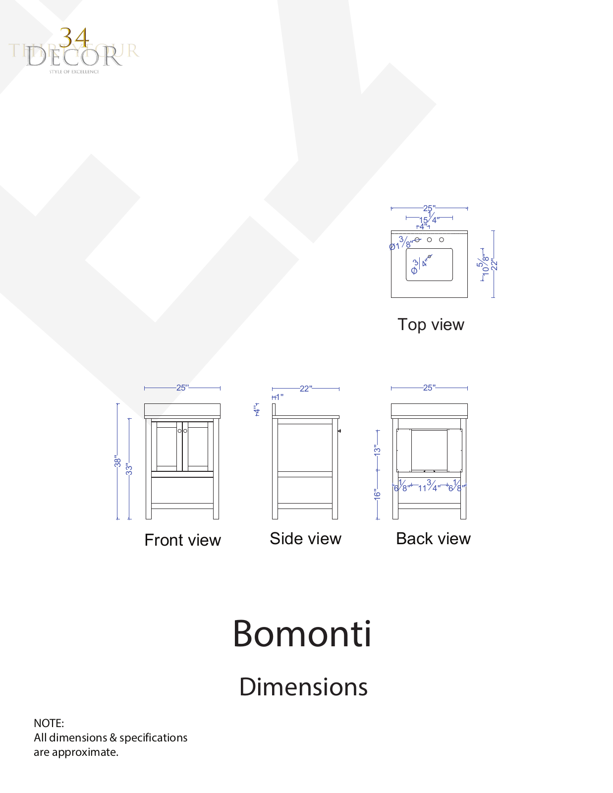 34 Decor DAOR1006 Dimensions - ManualMachine.com