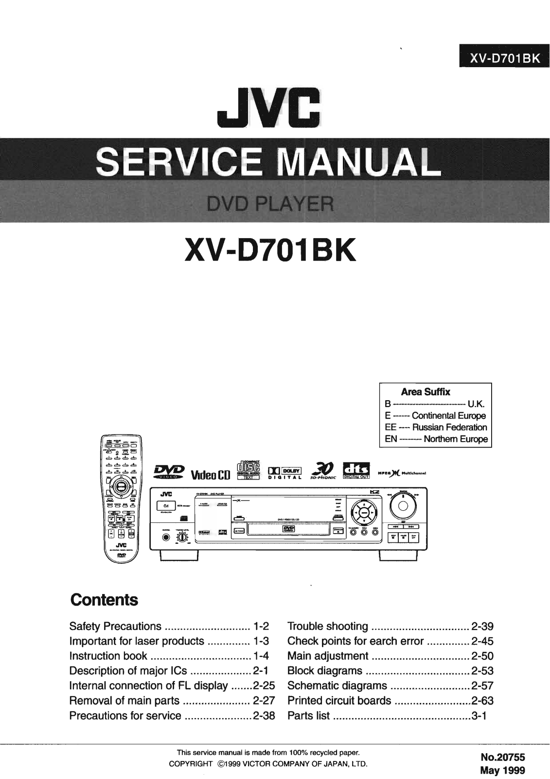 Jvc XV-D701-BK Service Manual