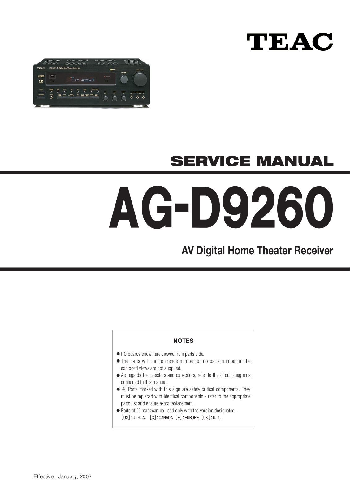 TEAC AGD-9260 Service manual