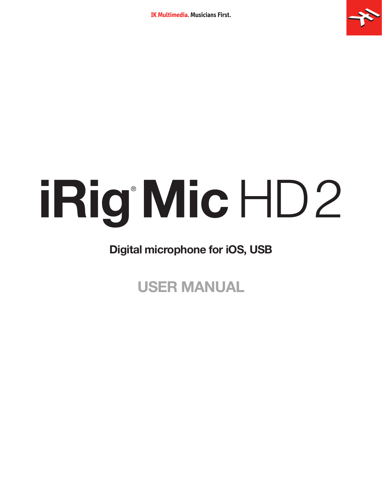 Ik Multimedia iRig Mic HD2 USER MANUAL