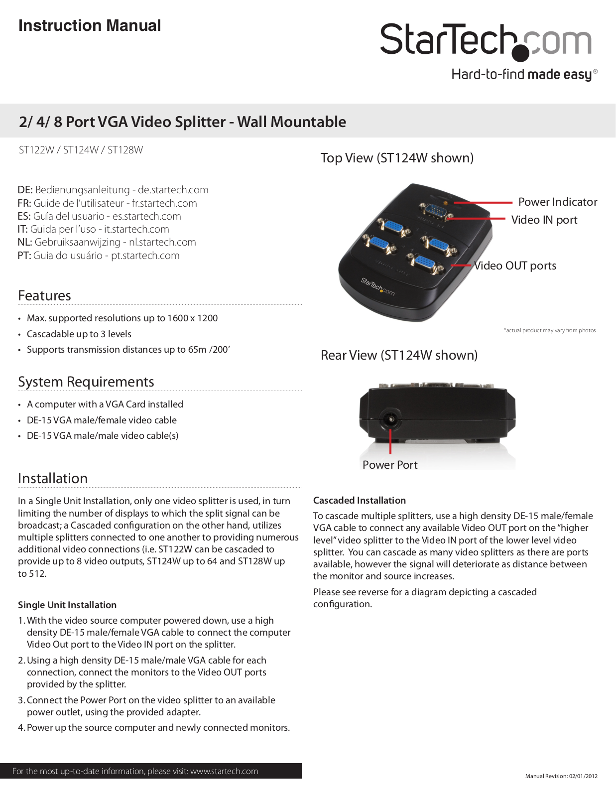 StarTech.com ST128W User Manual