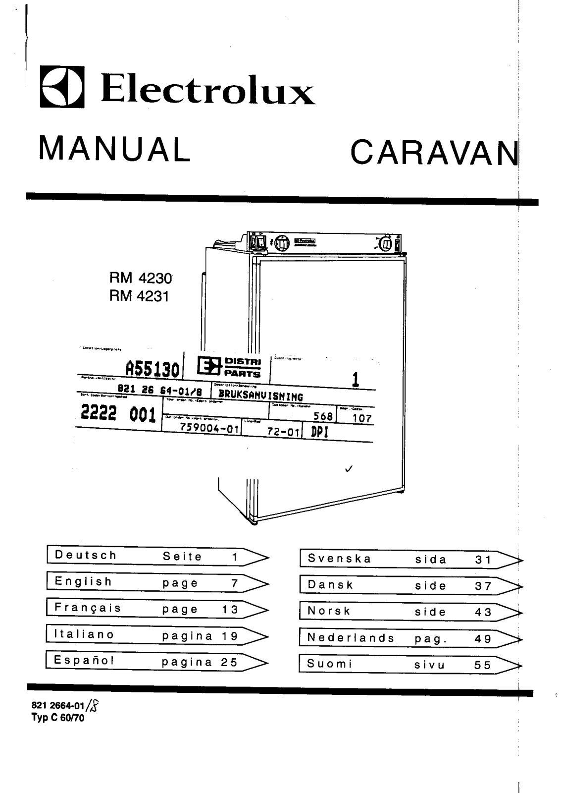 electrolux RM4230 User Manual