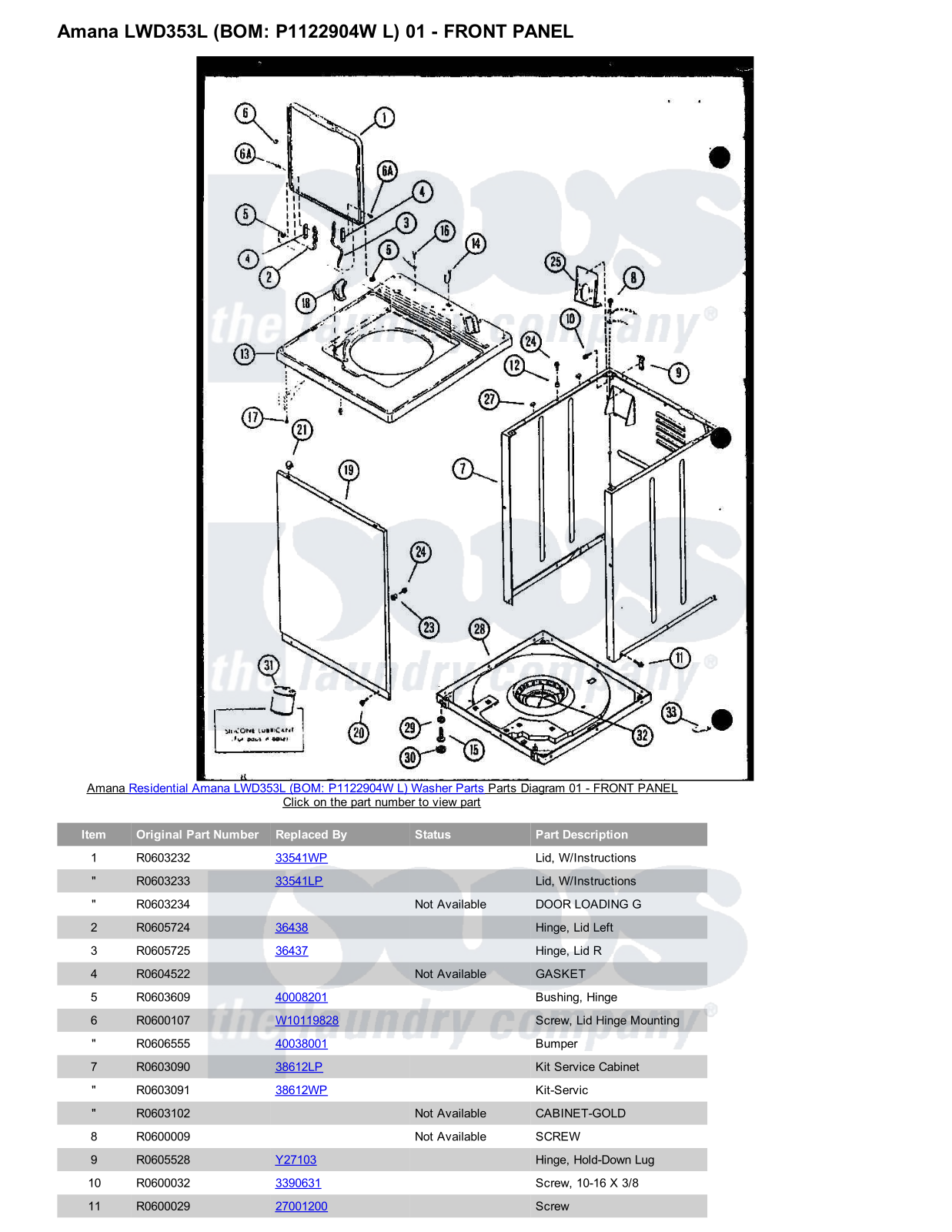 Amana LWD353L Parts Diagram