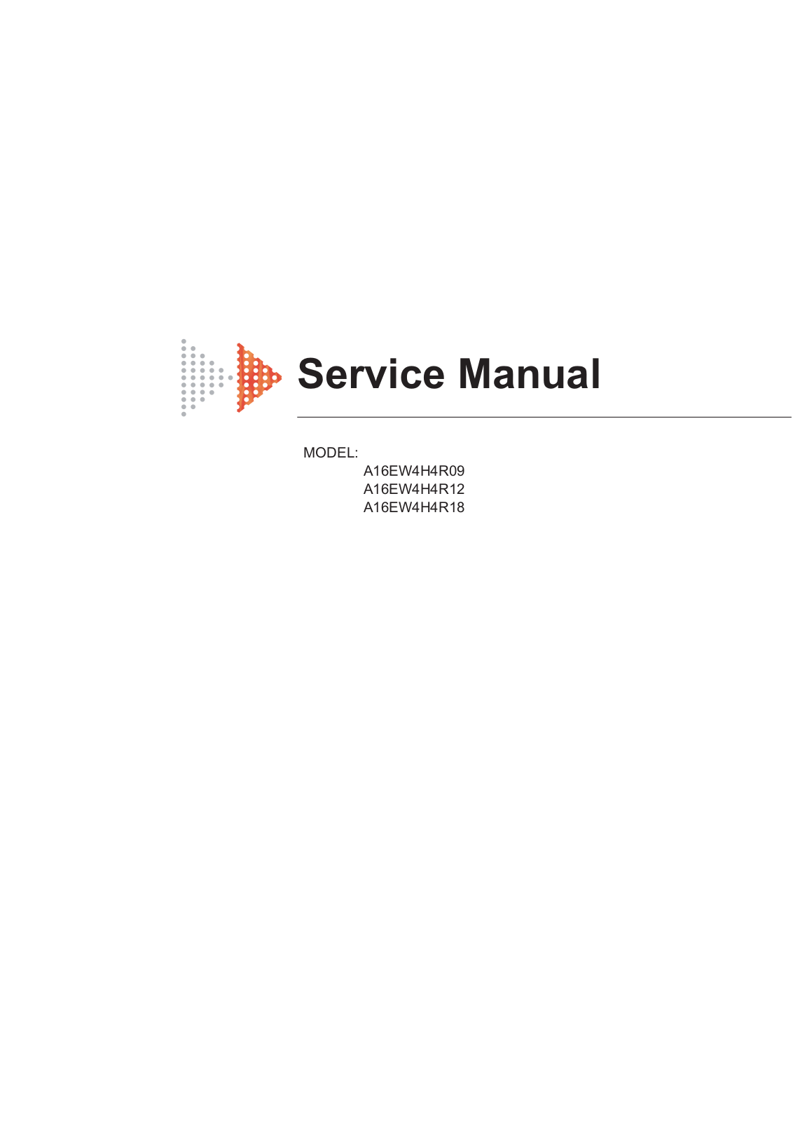 Air Con A16EW4H4R09, A16EW4H4R12, A16EW4H4R18 Service Manual