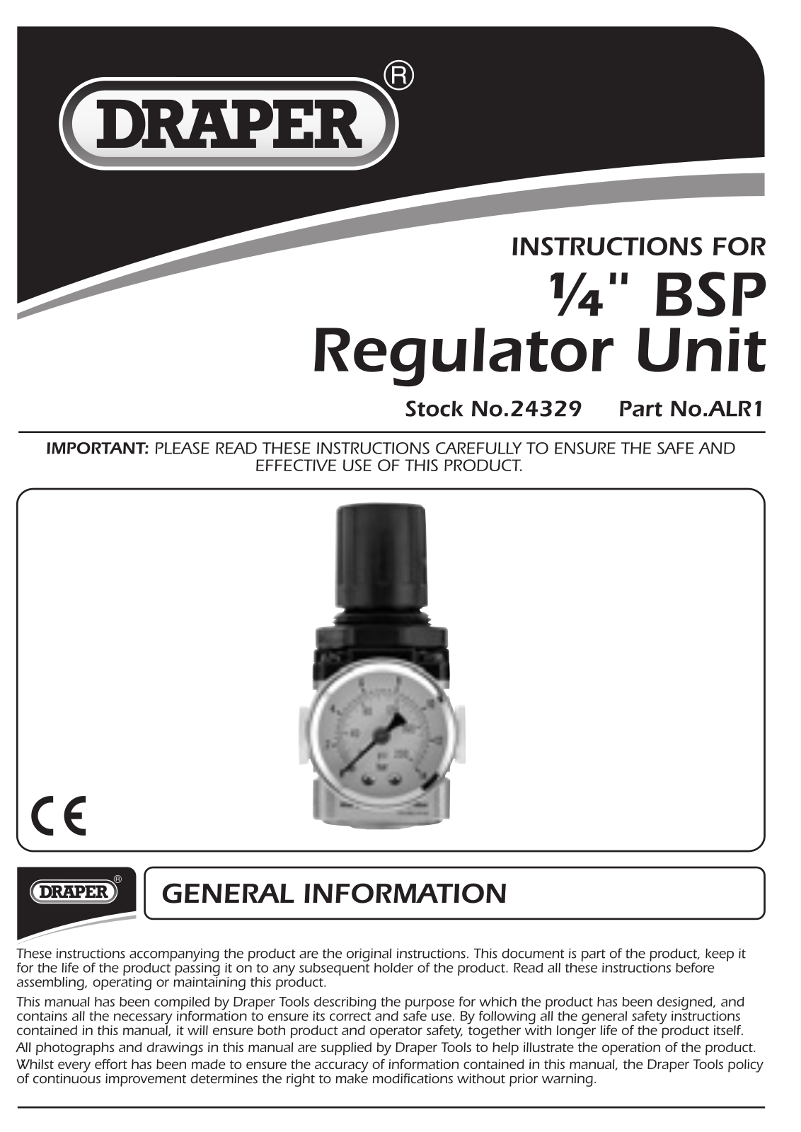 Draper 24329, ALR1 Instruction Booklet