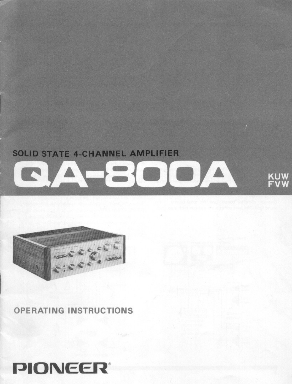 Pioneer QA-800A Owners Manual