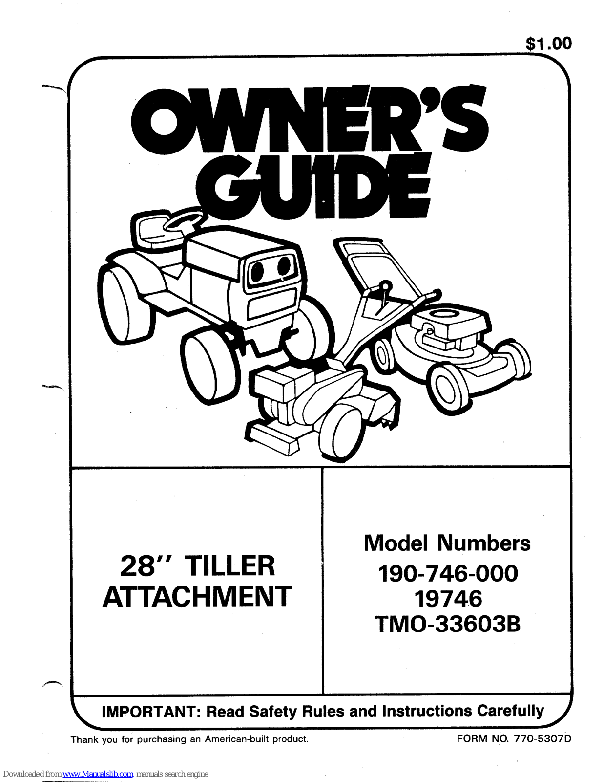 MTD 190-746-000, 19746, TMO-33603B Owner's Manual