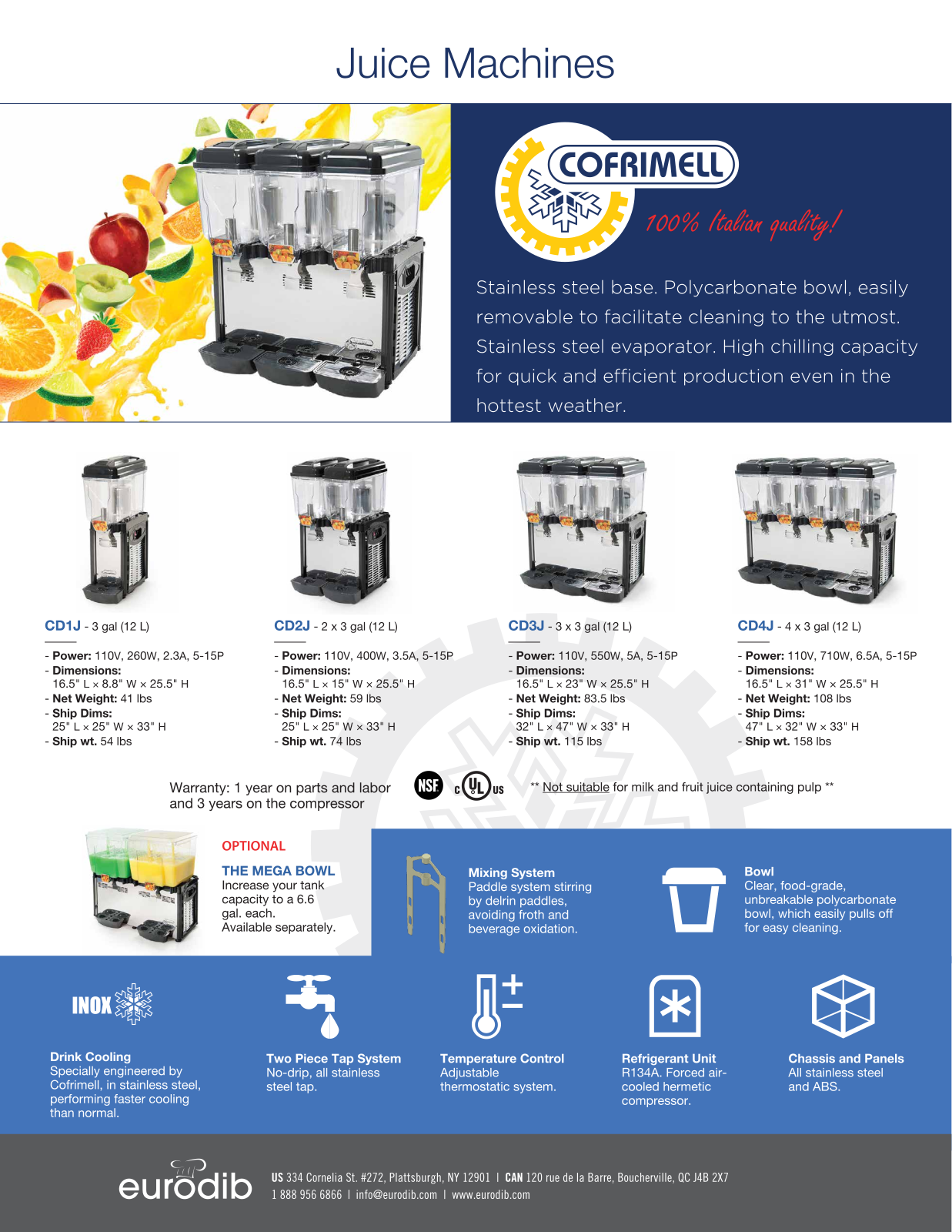 Cofrimell CD2J110, CD3J110, CD1J110, CD2J220, CD1J220 Specifications