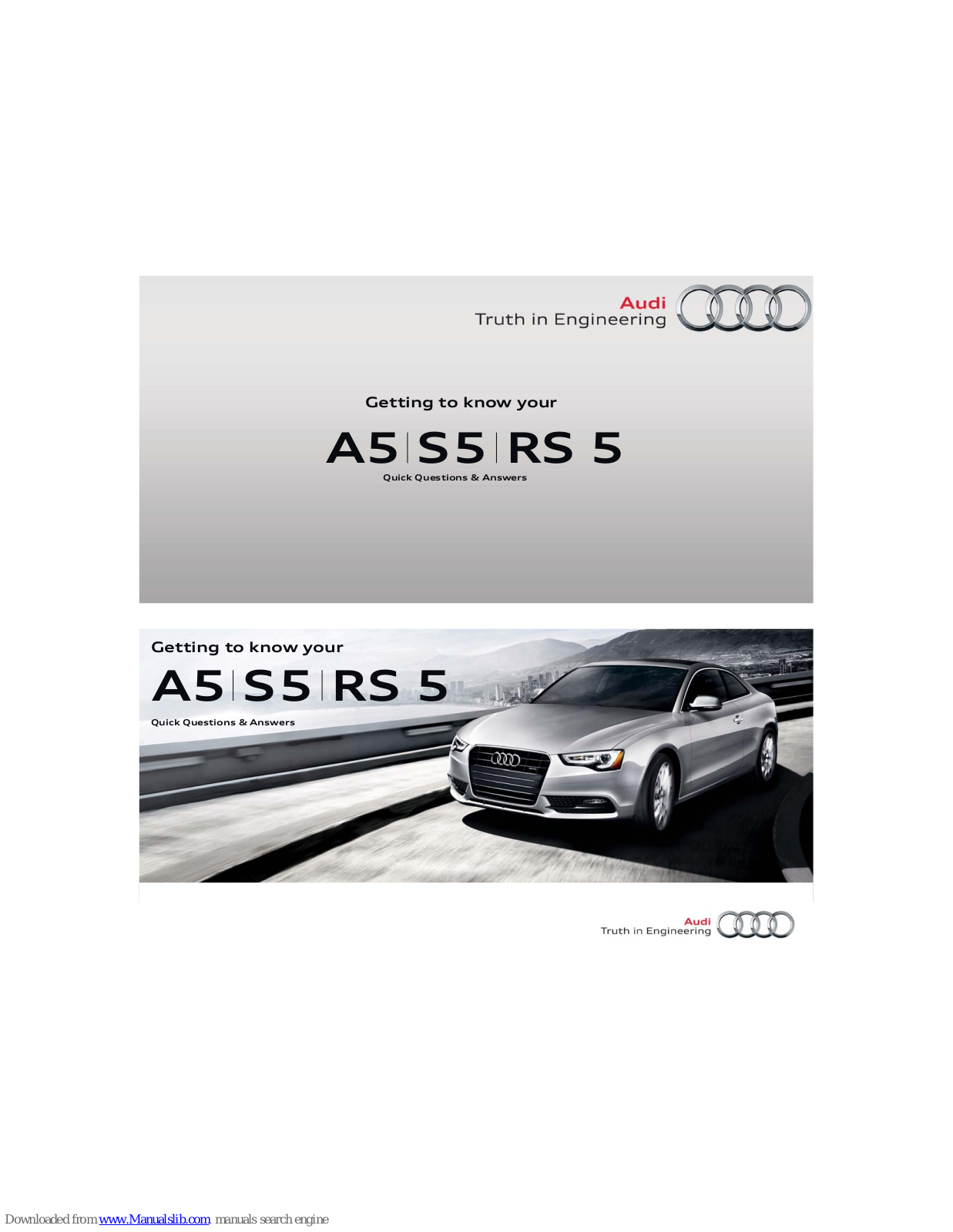 Audi A5, RS 5, S5, A5 2013, S5 2013 Getting To Know Manual