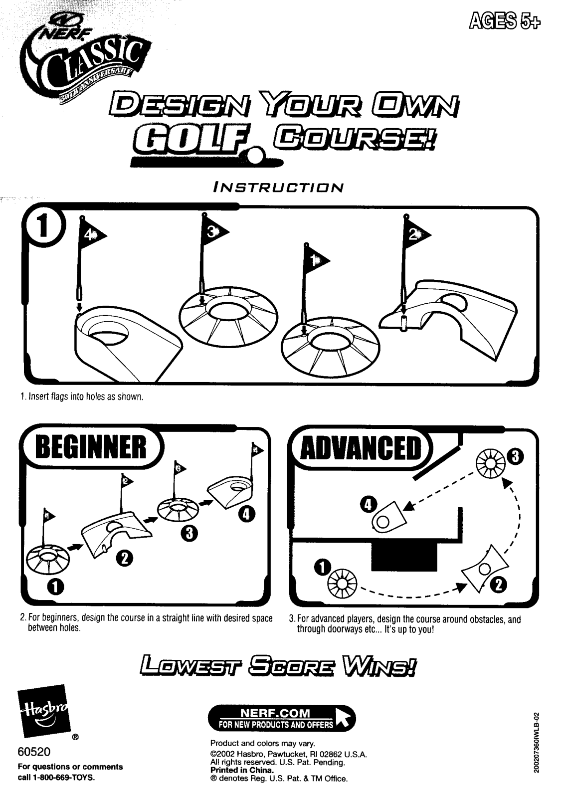 HASBRO Nerf Indoor Golf Putting Set, Nerf Design Your Own Golf Course User Manual