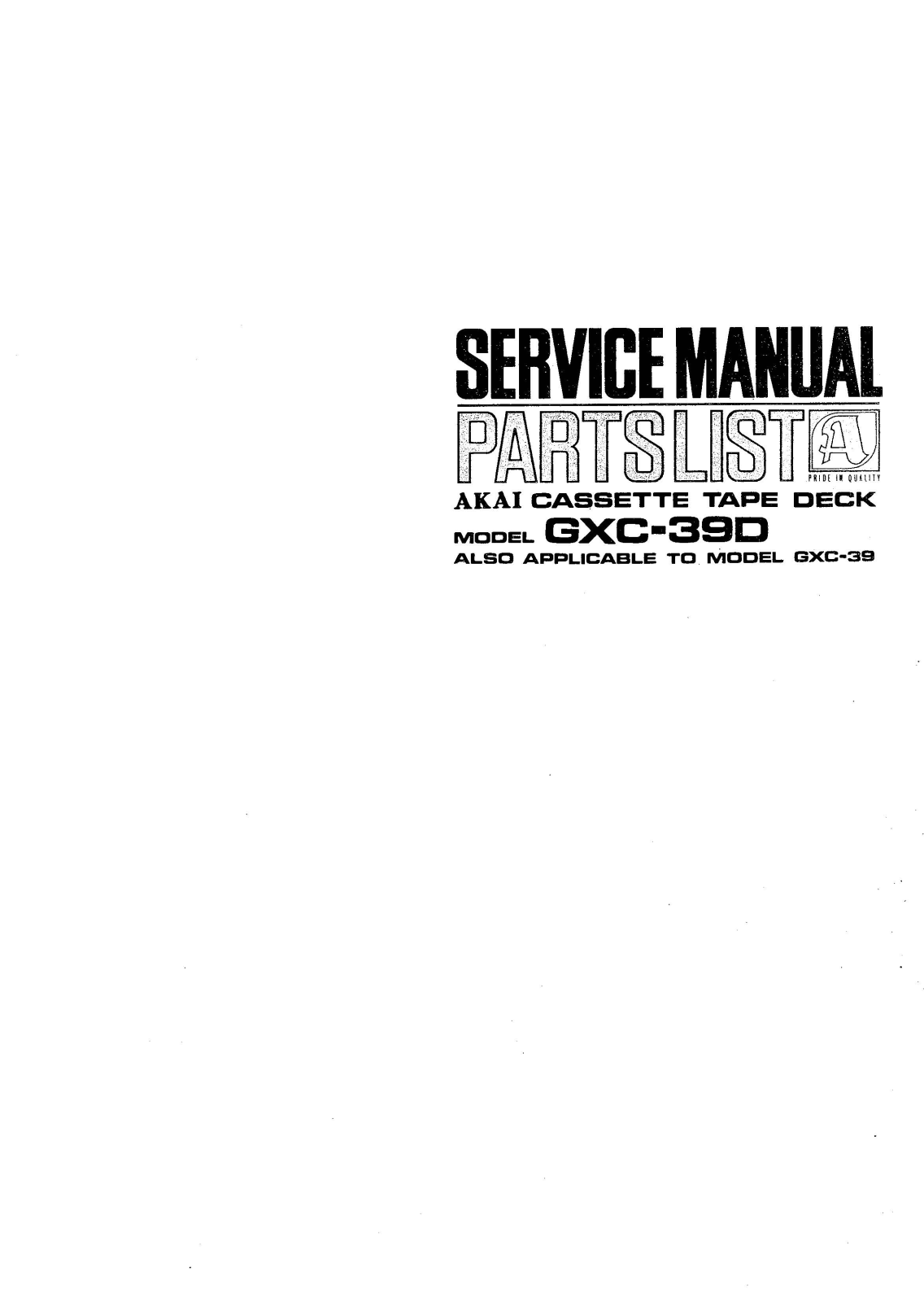 Akai GXC-39-D, GXC-39 Service Manual