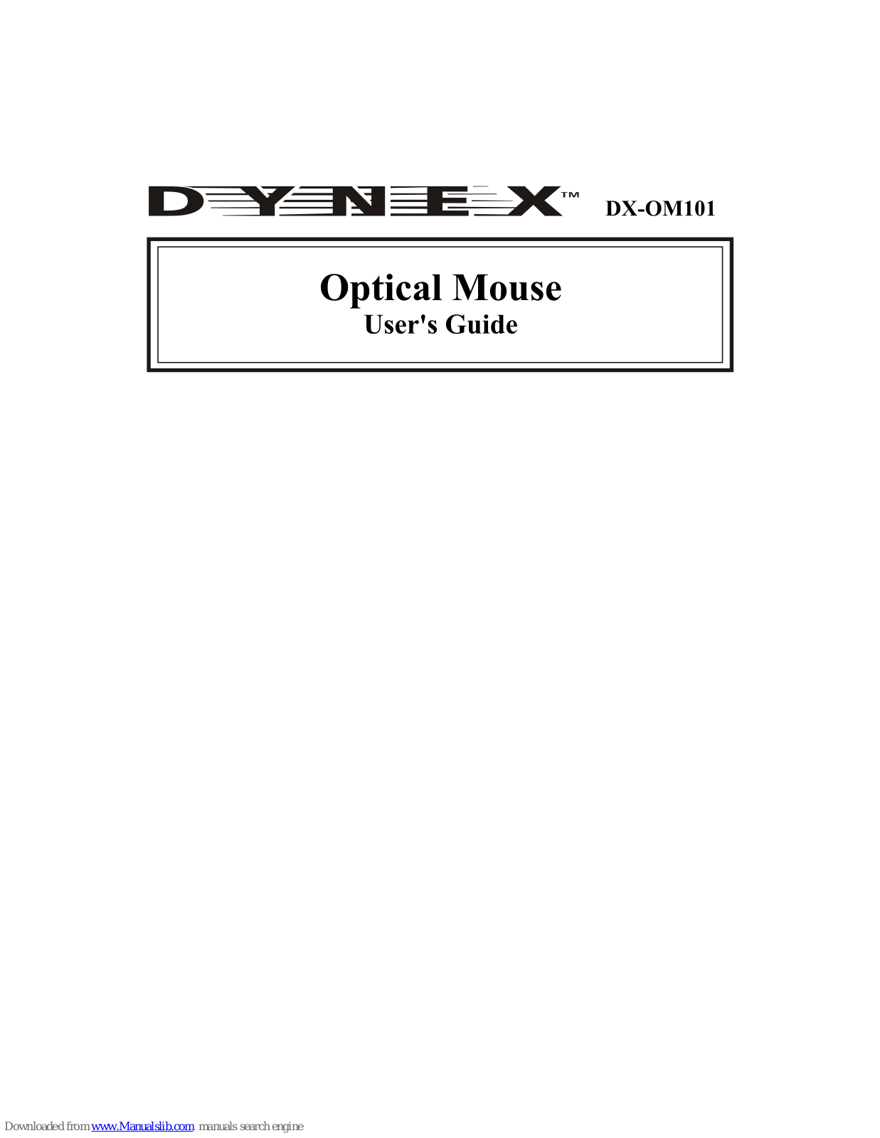 Dynex DX-OM101, DX-0M101 - Sliver Optical Corded Mouse User Manual