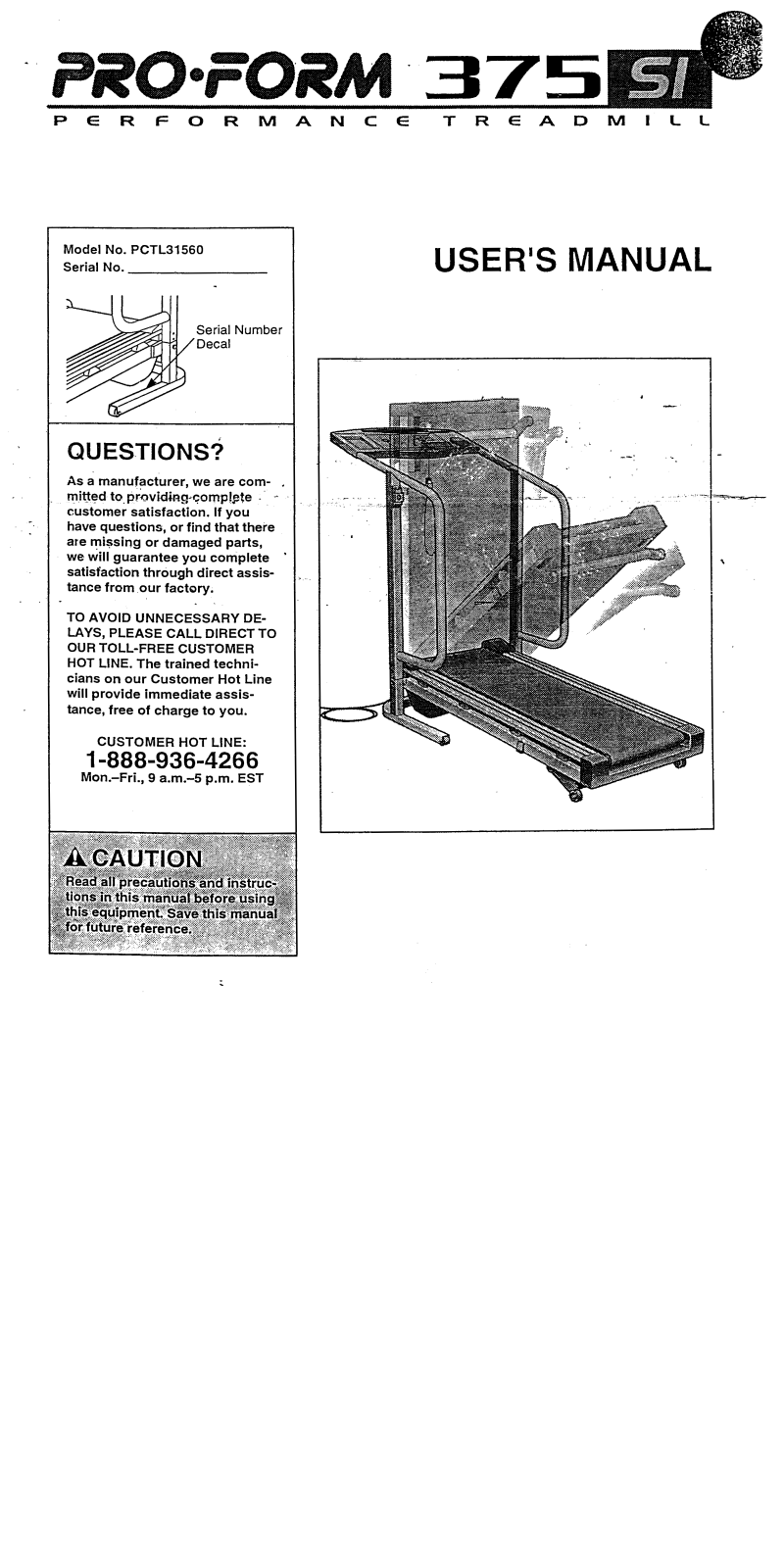 ProForm PCTL31560 User Manual