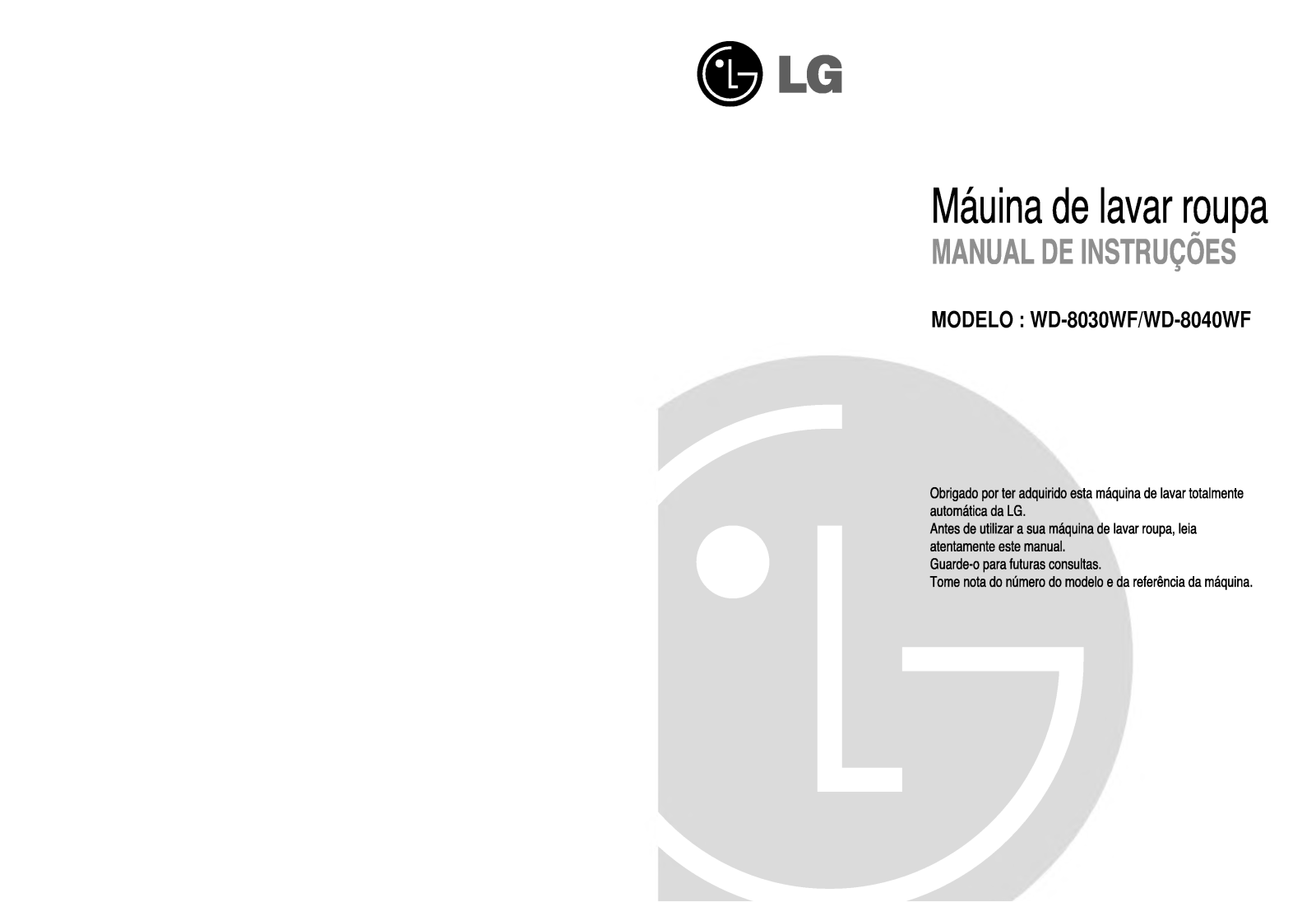 Lg WD-8030WF, WD-8040WF User Manual