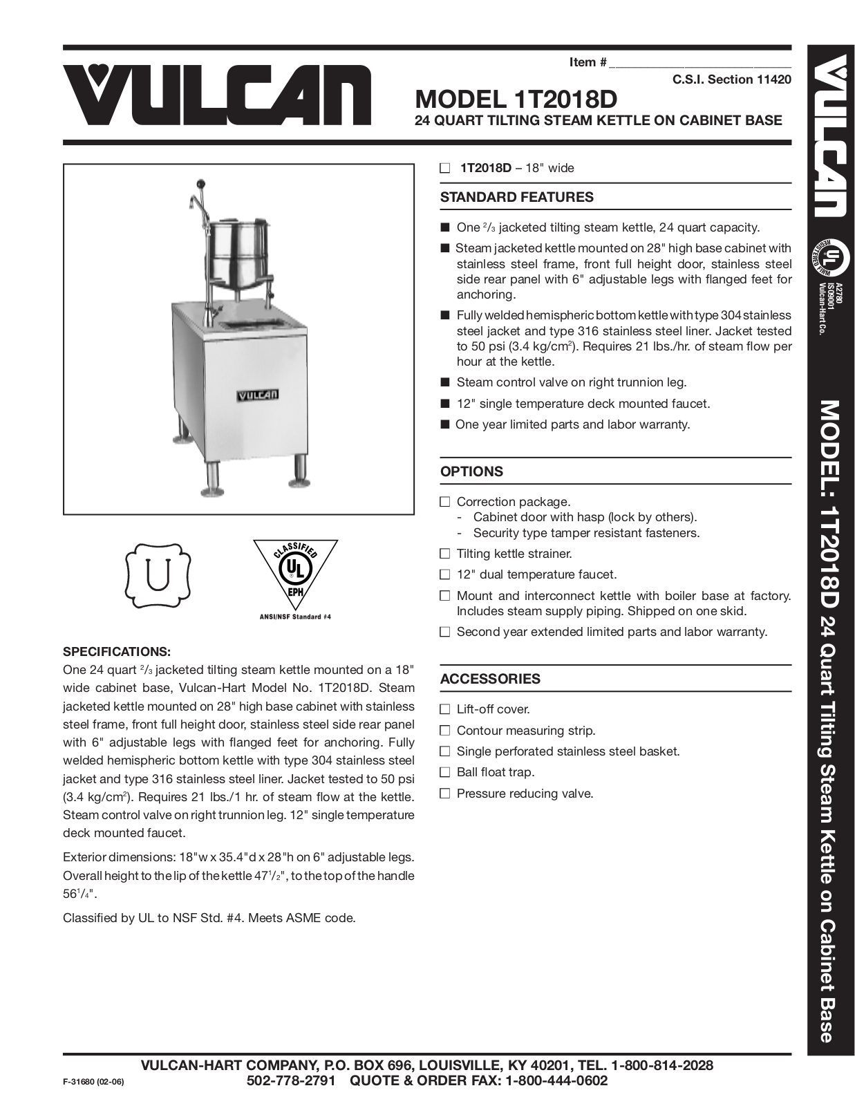 Vulcan 1T2018D User Manual