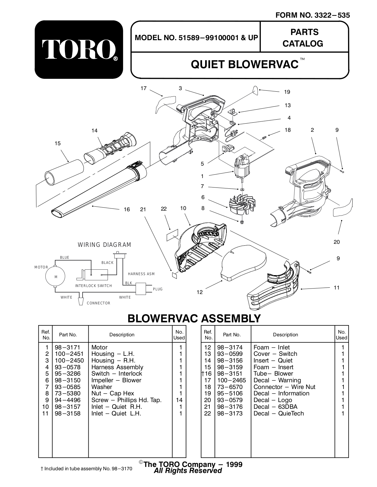 Toro 51589 Parts Catalogue