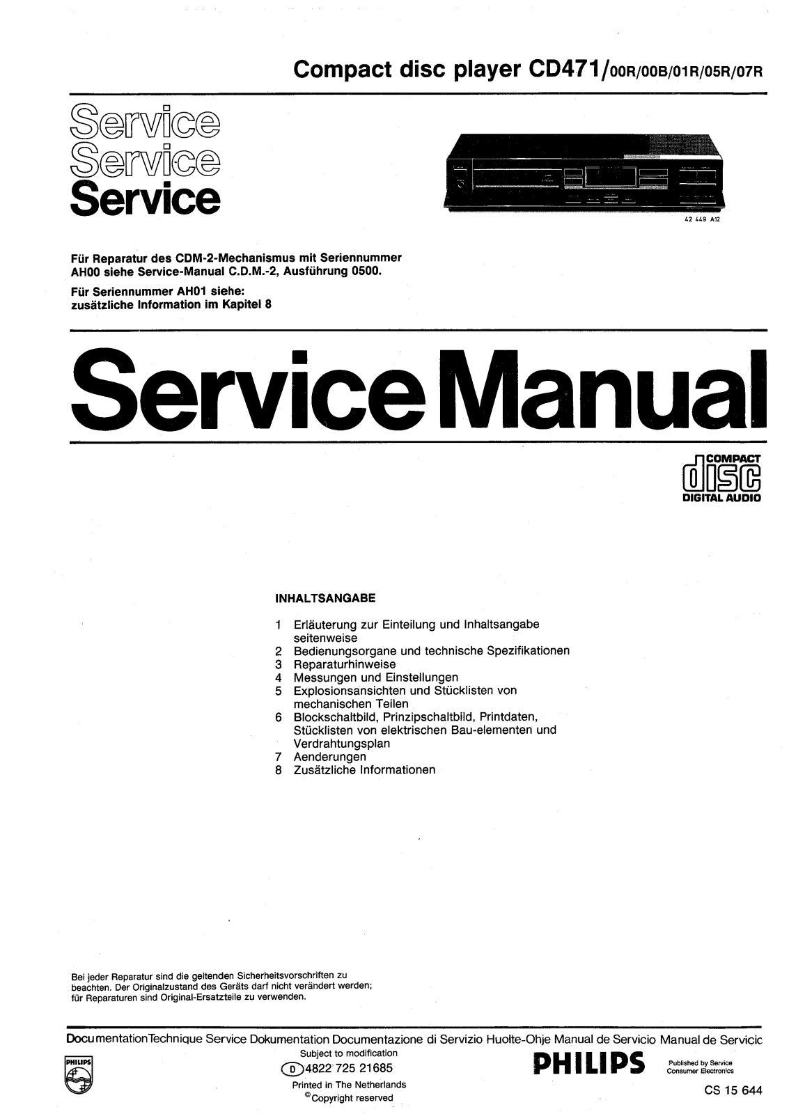 Philips CD471 SM2 Schematic