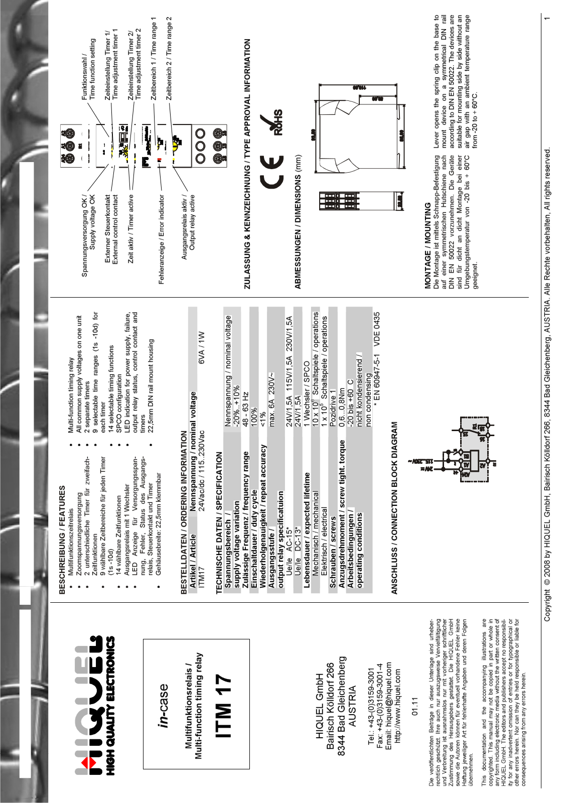 Hiquel ITM 17 User guide