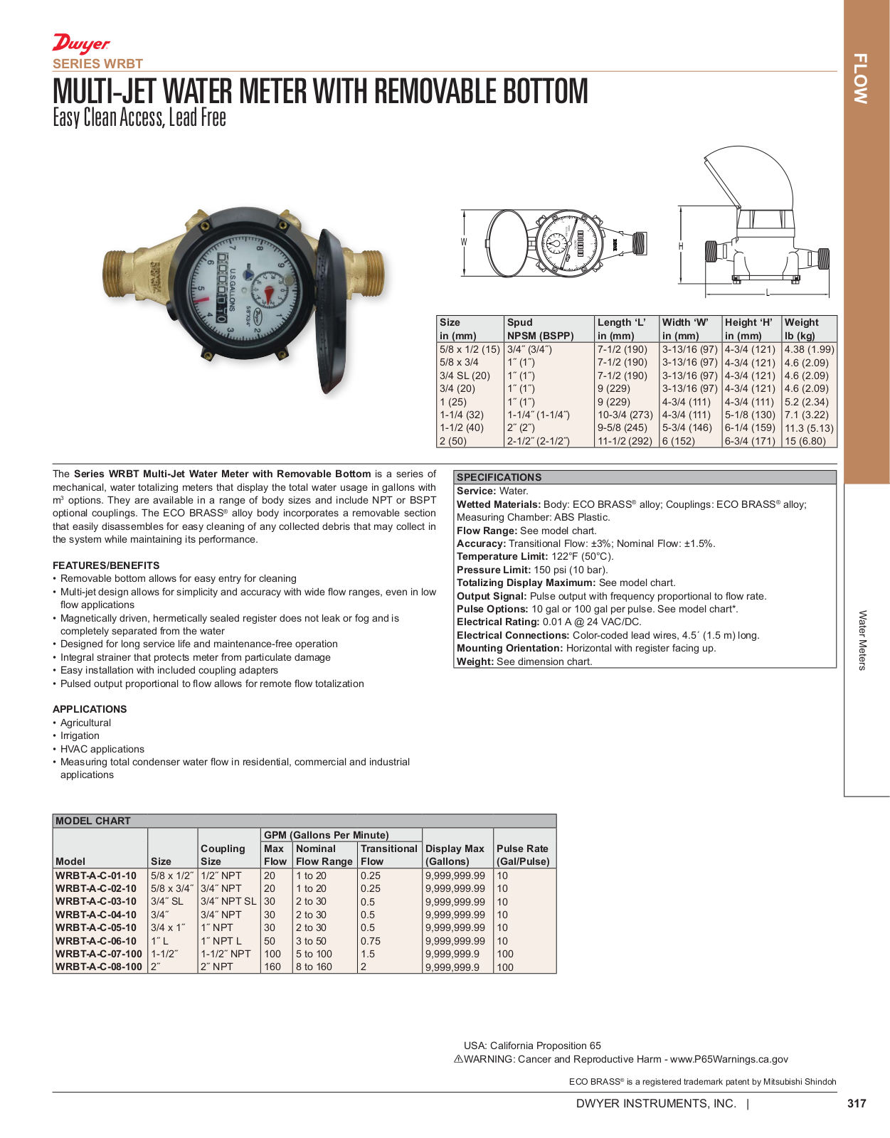 Dwyer Instruments SERIES WRBT Catalog Page