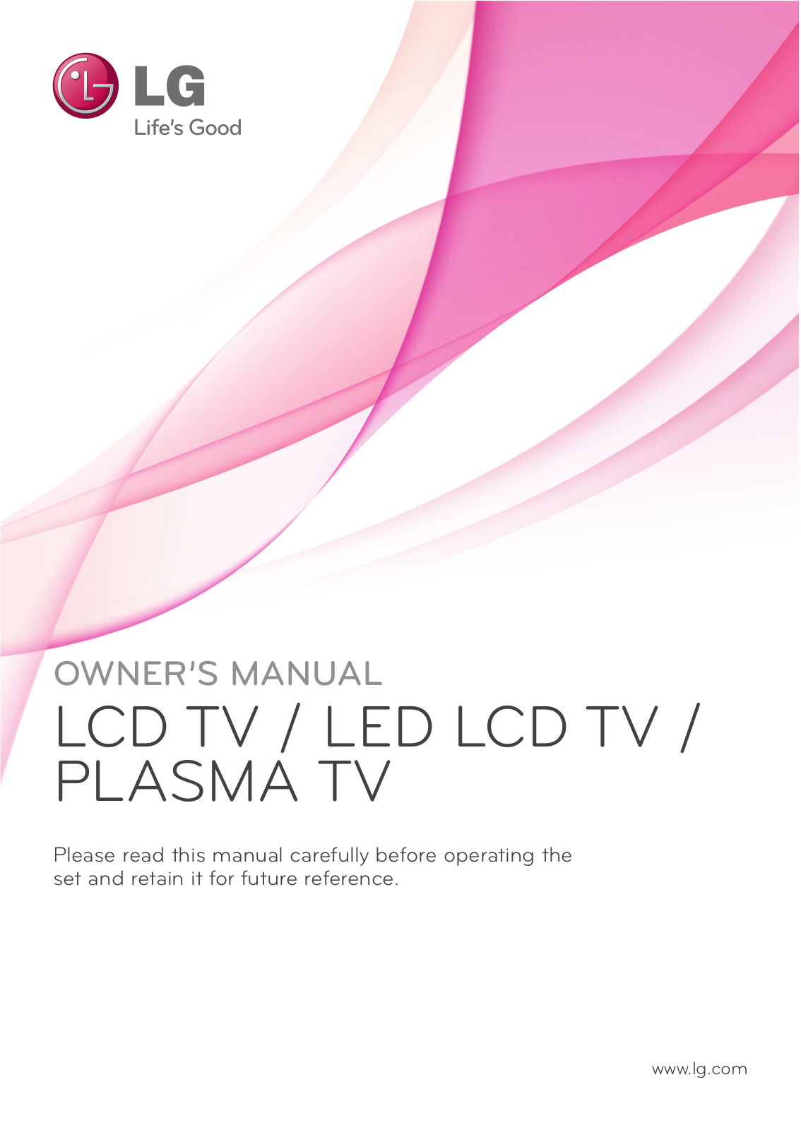 LG 50PT25 SERIES, 42LV33 SERIES, 42LW54 SERIES, 50PV25 SERIES, 42PW35 SERIES Owner's Manual