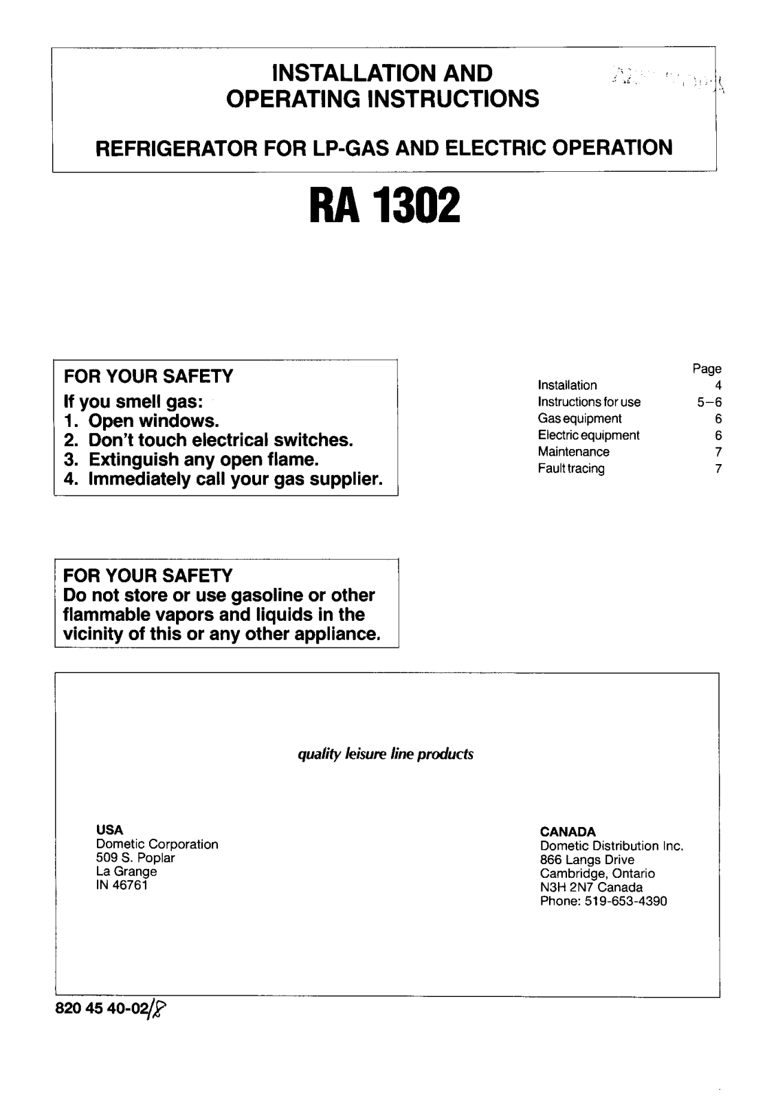 AEG-Electrolux RA1302 User Manual