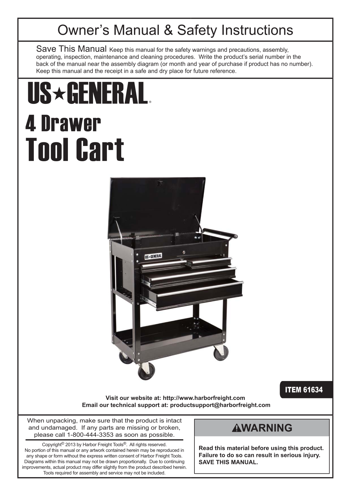 Harbor Freight Tools 61634 Product manual