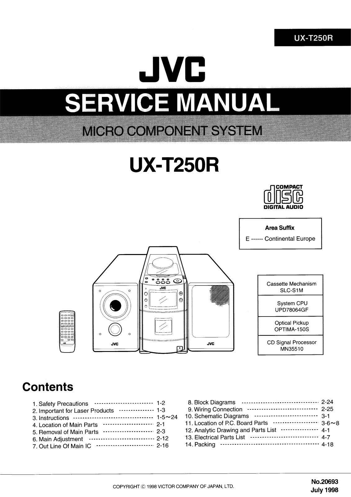 Jvc UX-T250-R Service Manual