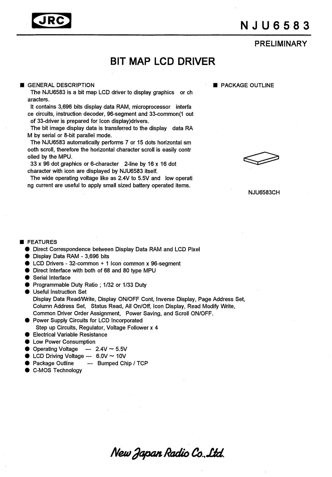 JRC NJU6583CH Datasheet