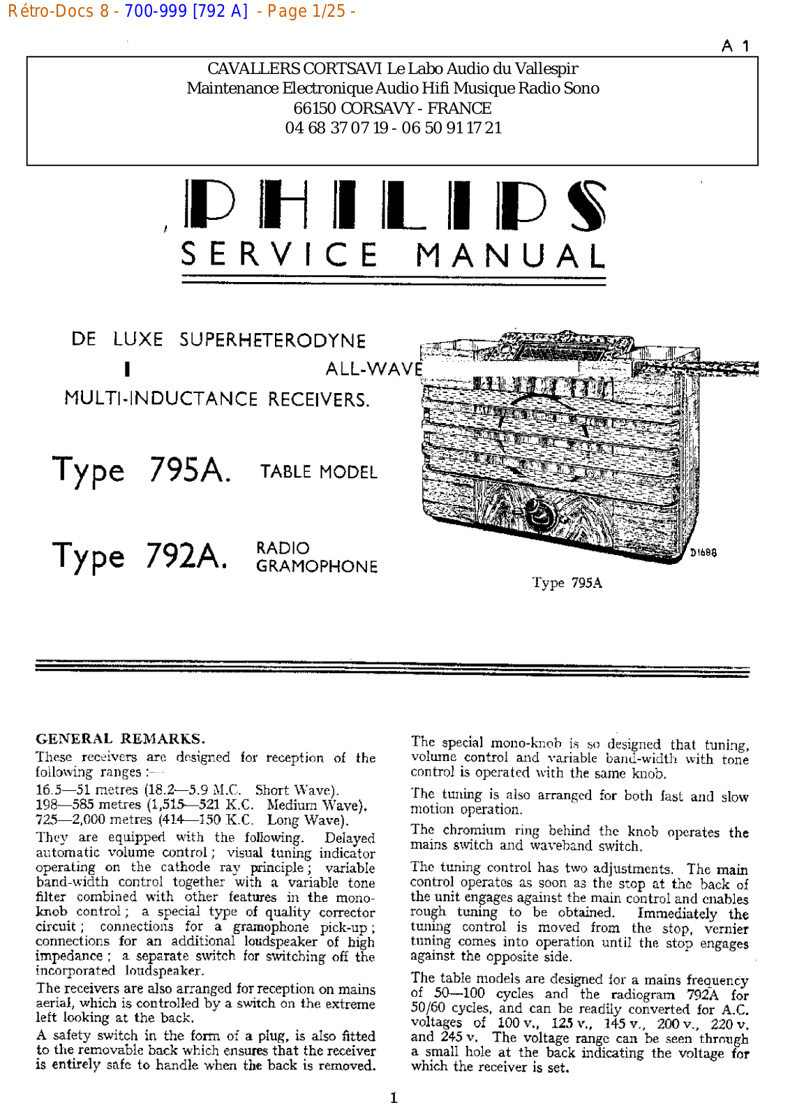 Philips 792 a Datasheet - ManualMachine.com