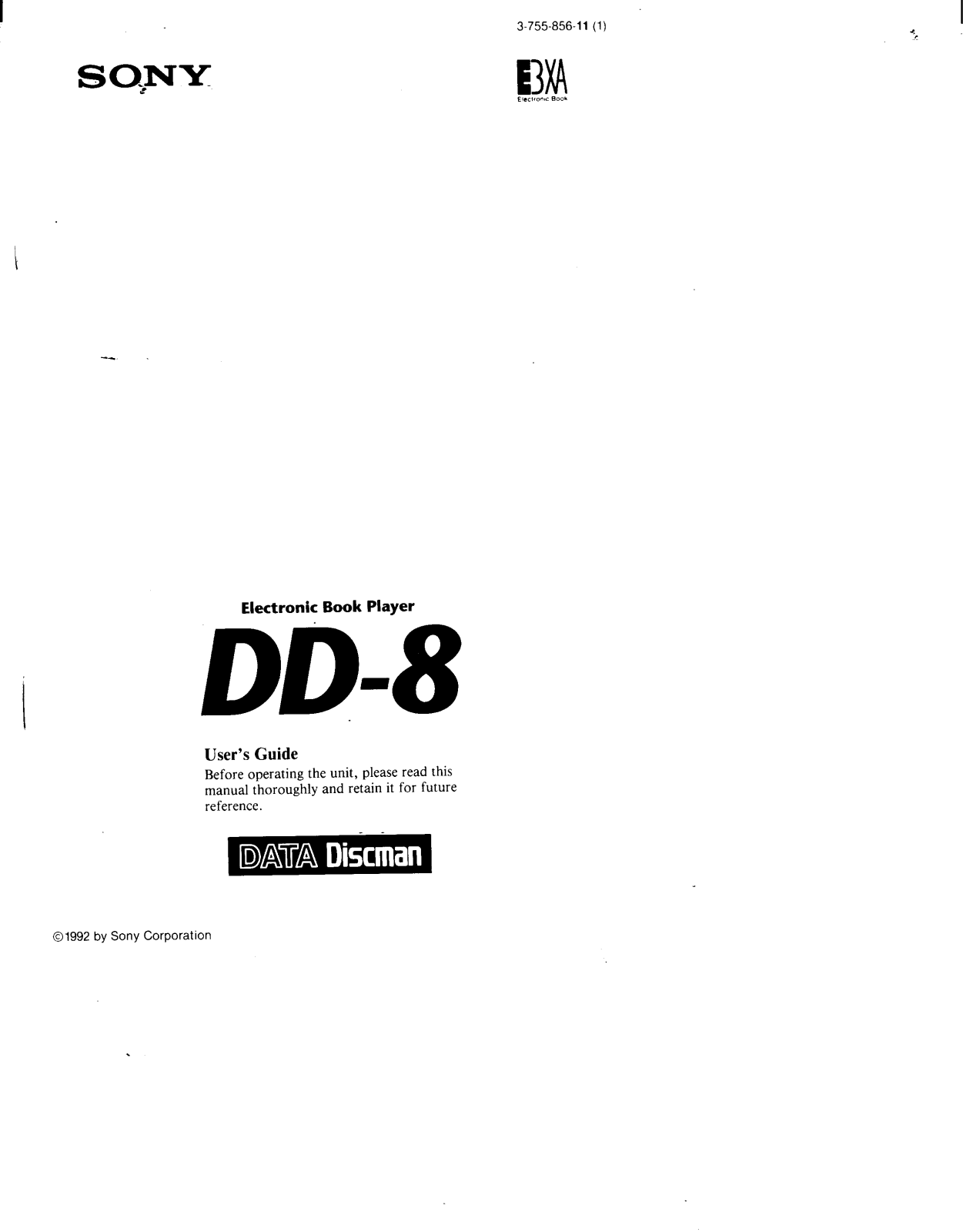 Sony DD8 Operating Instructions