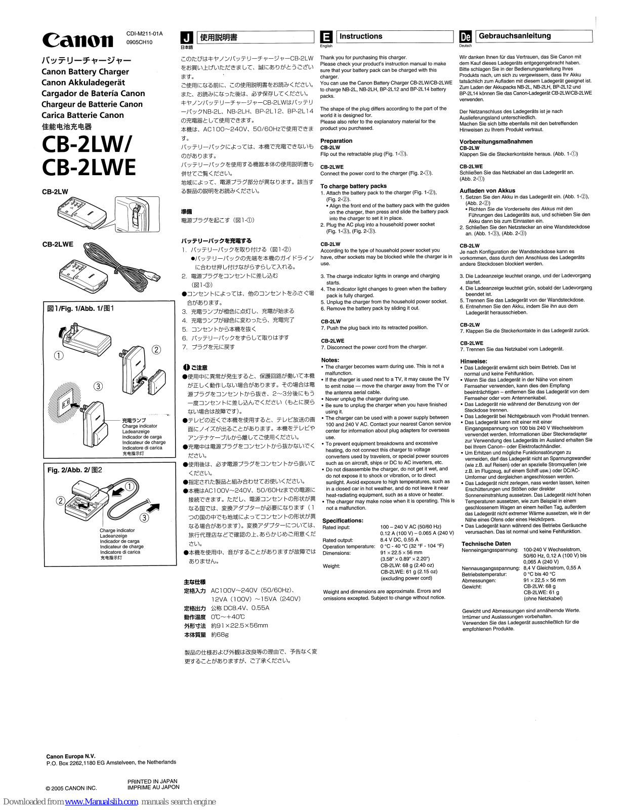 Canon CB-2LW, CB-2LWE User Manual - ManualMachine.com